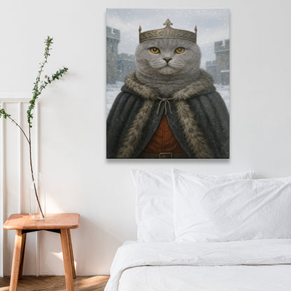 Custom Photo Winter King Royal Cat Canvas Gift For Cat Lovers