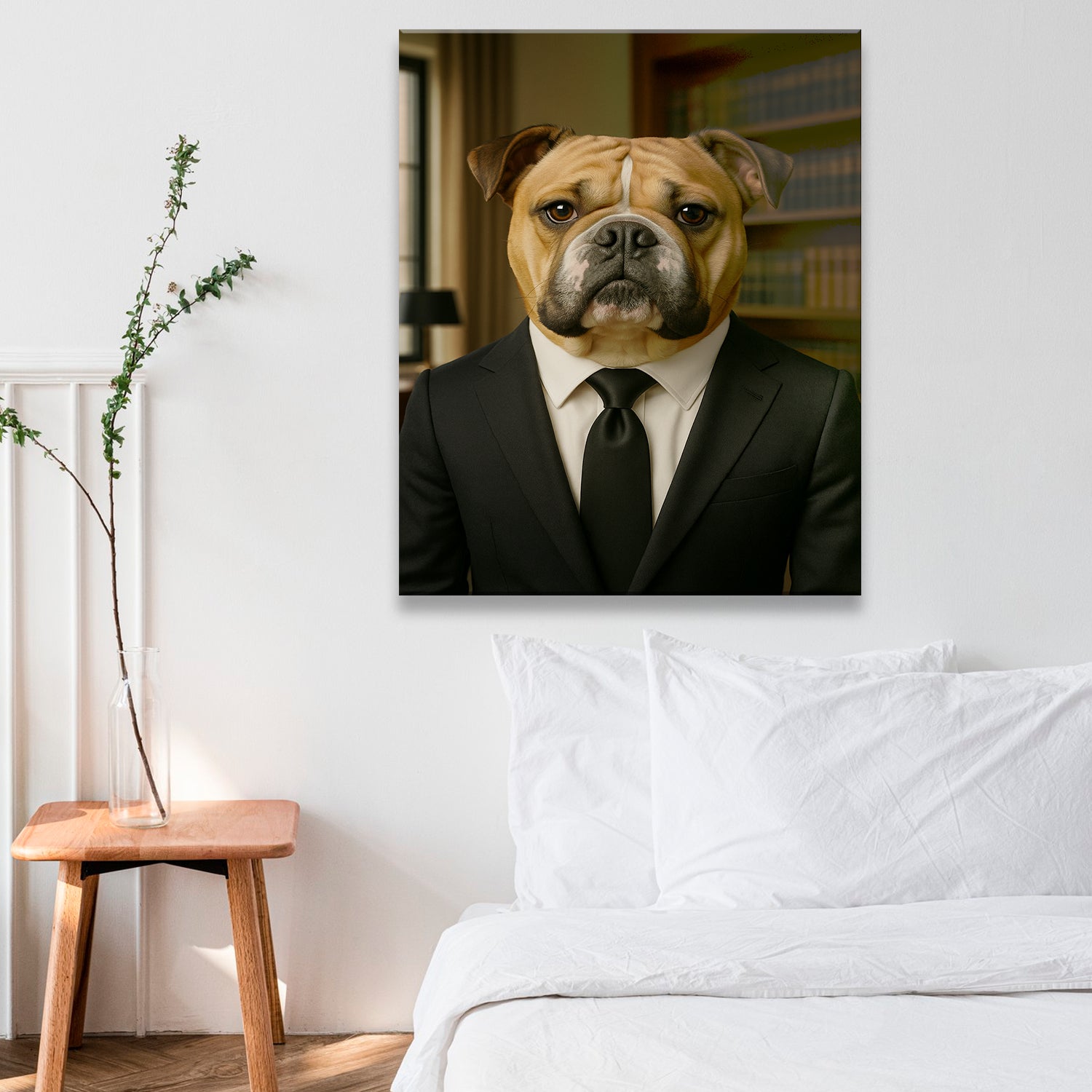 Custom Photo Business man Ceo Dog Canvas Gift For Dog Lovers