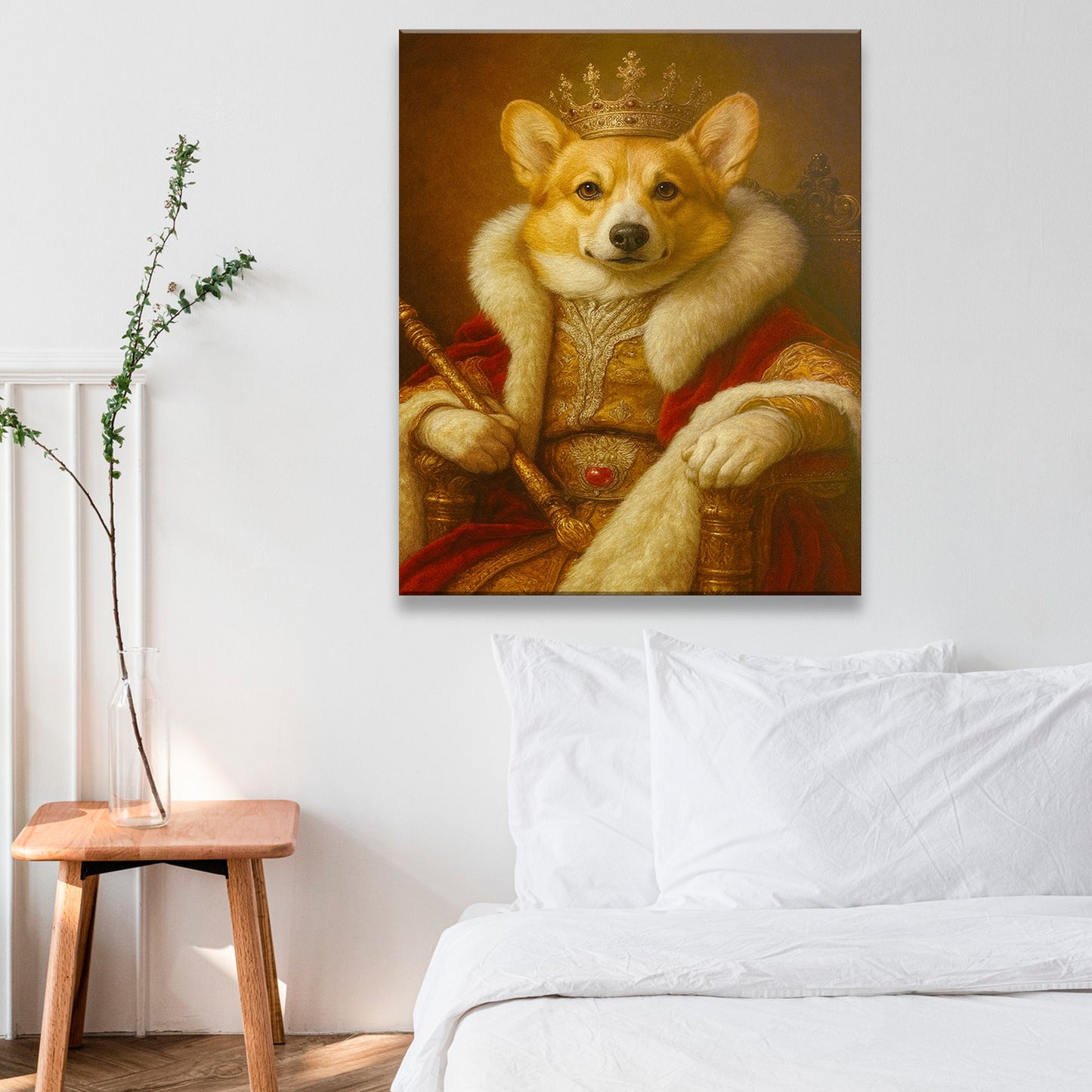 Custom Photo King Royal With Crown Dog Canvas Gift For Dog Lovers