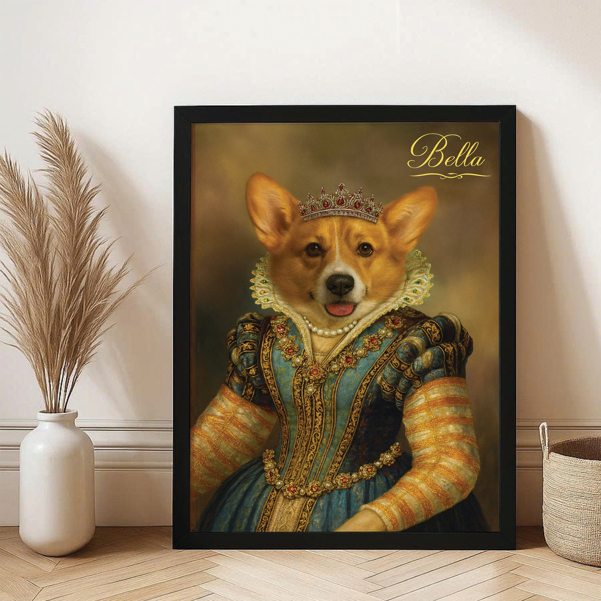 Custom Photo Sapphire Queen Dog Canvas Framed Wall Art Gift For Dog Lovers