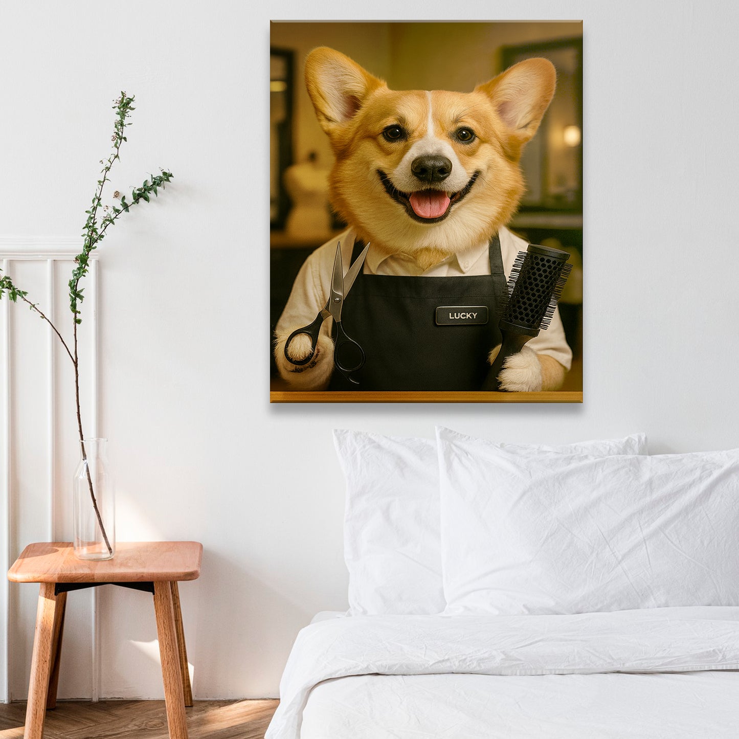 Custom Photo Hair Stylist Dog Canvas Gift For Dog Lovers