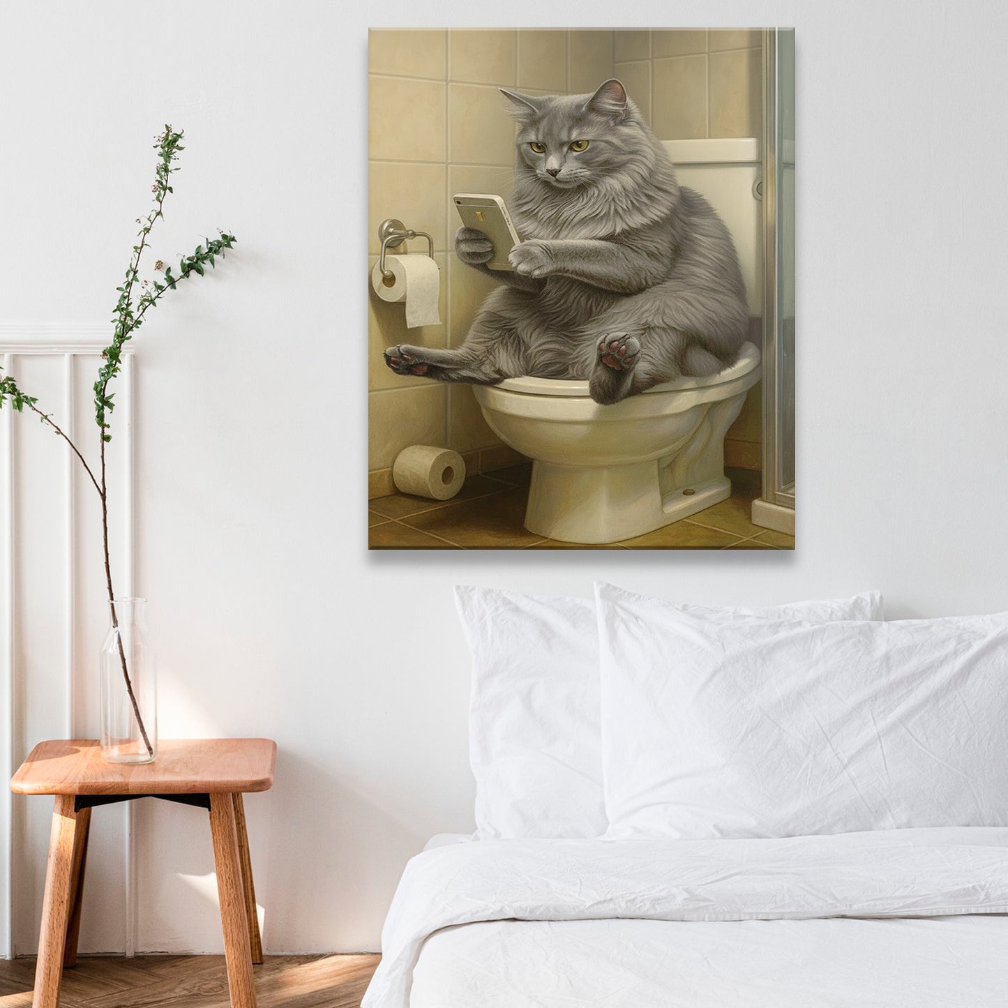 Custom Photo Cat Bathroom Style 3 Canvas Gift For Cat Lovers