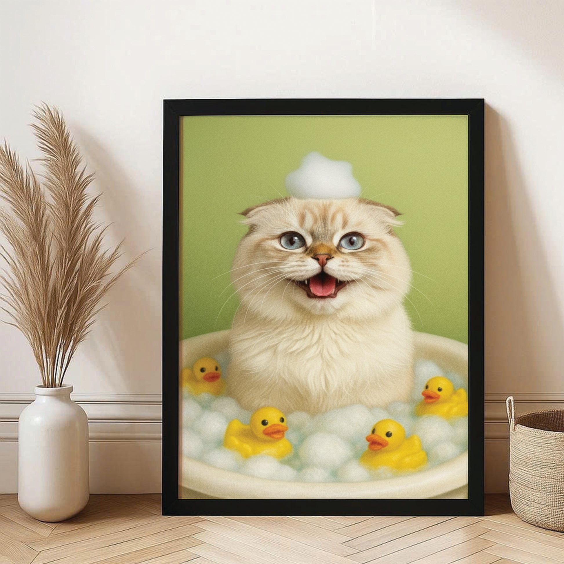 Custom Photo Cat Bathroom Style 25 Canvas Framed Wall Art Gift For Cat Lovers