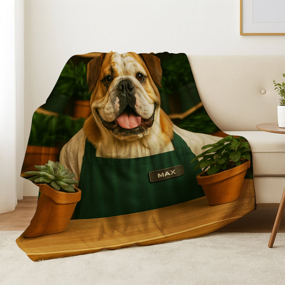 Custom Photo Gardener Dog BlanketGift For Dog Lovers