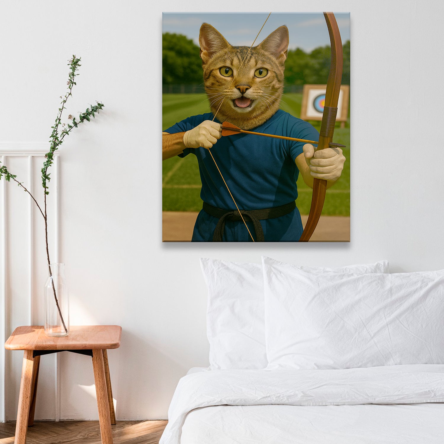 Custom Photo Archery Cat Canvas Gift For Cat Lovers