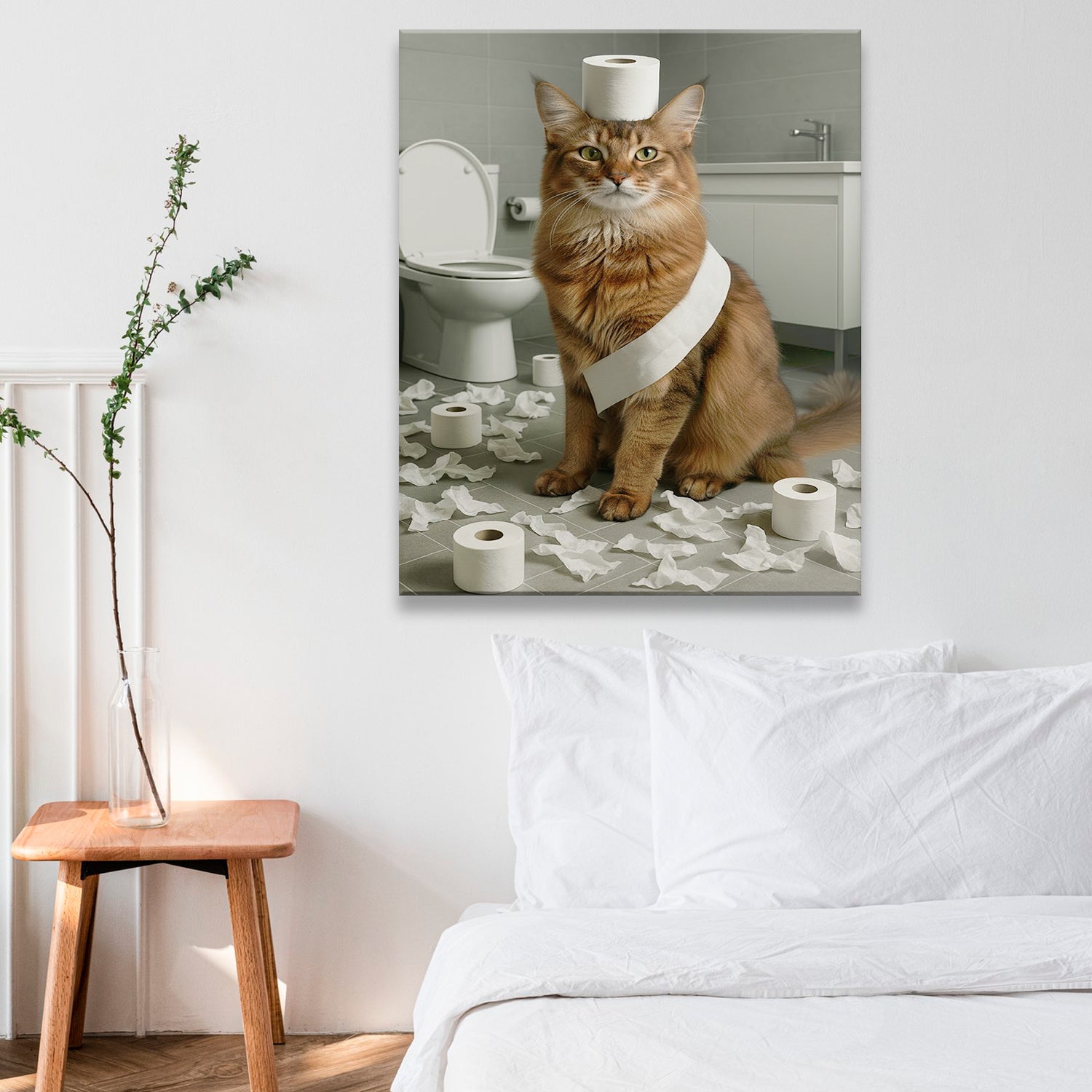 Custom Photo Cat Bathroom Style 19 Canvas Gift For Cat Lovers