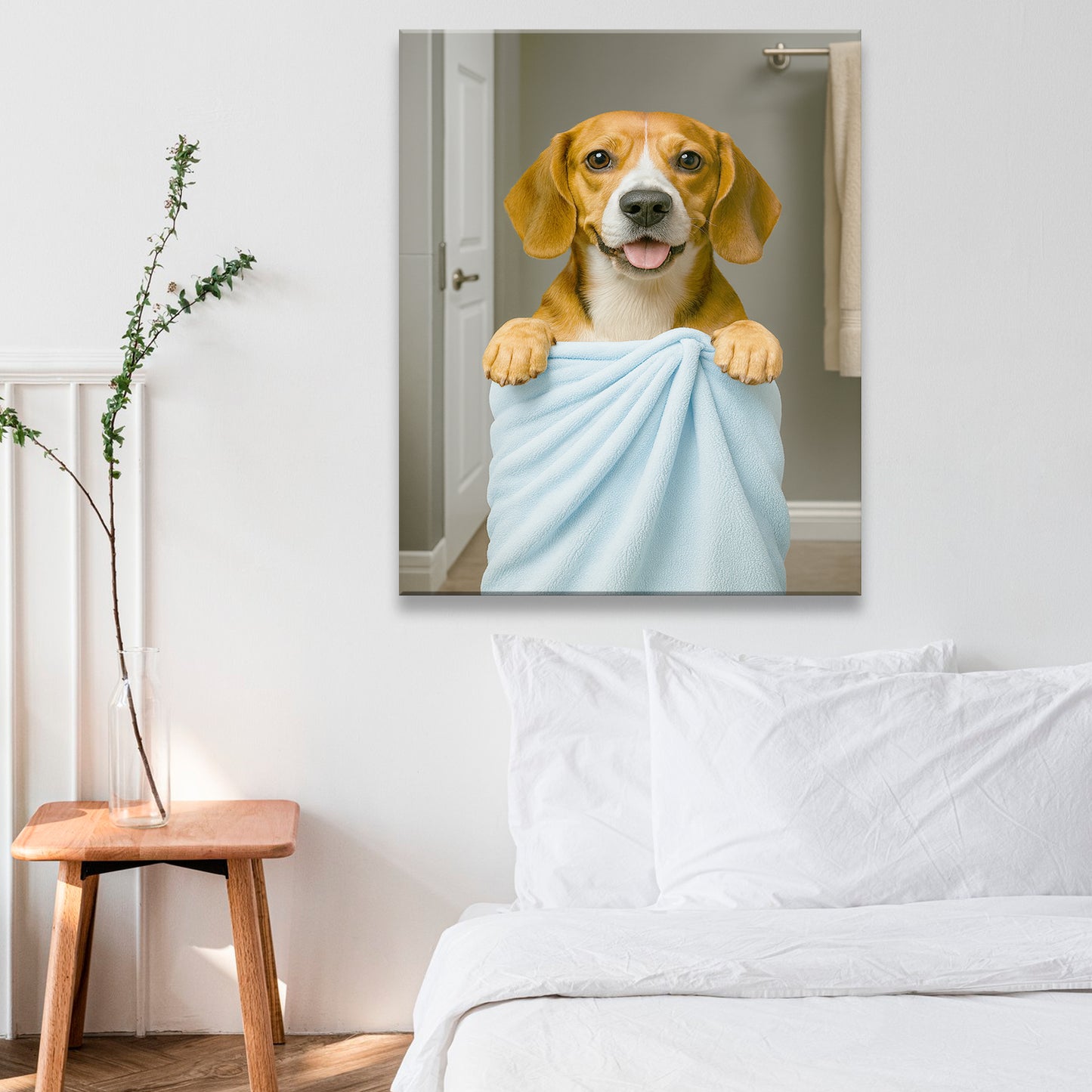 Custom Dog Photo In Bathroom Canvas Dog Lover Gifts