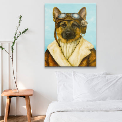 Custom Photo Portrait Pilot Canvas Gift For Dog Lovers