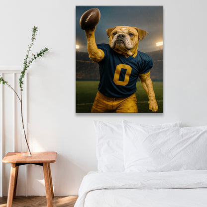 Custom Photo Football Player Canvas Gift For Dog Lovers