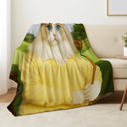 Custom Photo Golfer Cat Blanket Gift For Cat Lovers