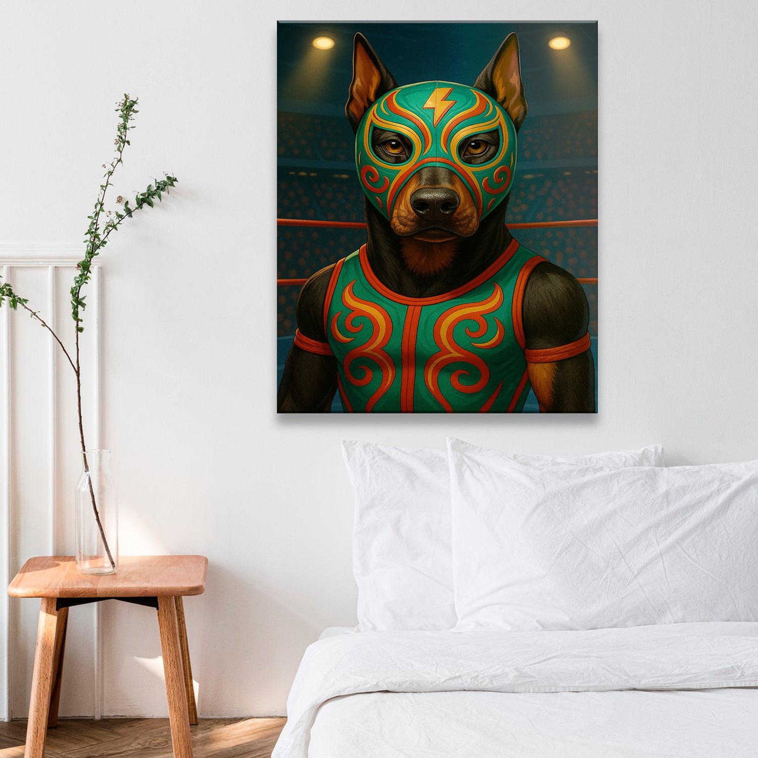 Custom Photo Lucha Libre Wrestler Mask Dog Canvas Gift For Dog Lovers