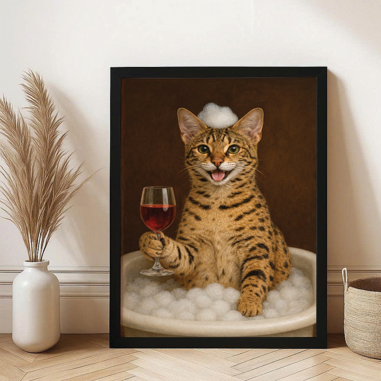 Custom Photo Cat Bathroom Style 27 Canvas Framed Wall Art Gift For Cat Lovers