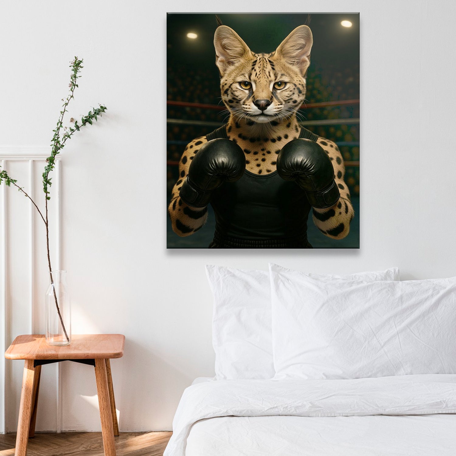 Custom Photo Boxing Cat Canvas Gift For Cat Lovers