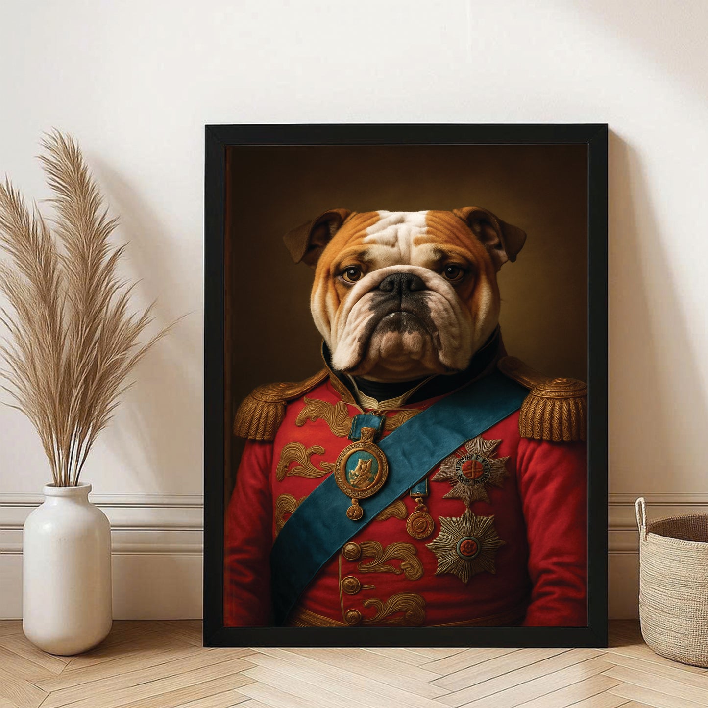 Custom Photo Royal Dog Canvas Framed Wall Art Gift For Dog Lover