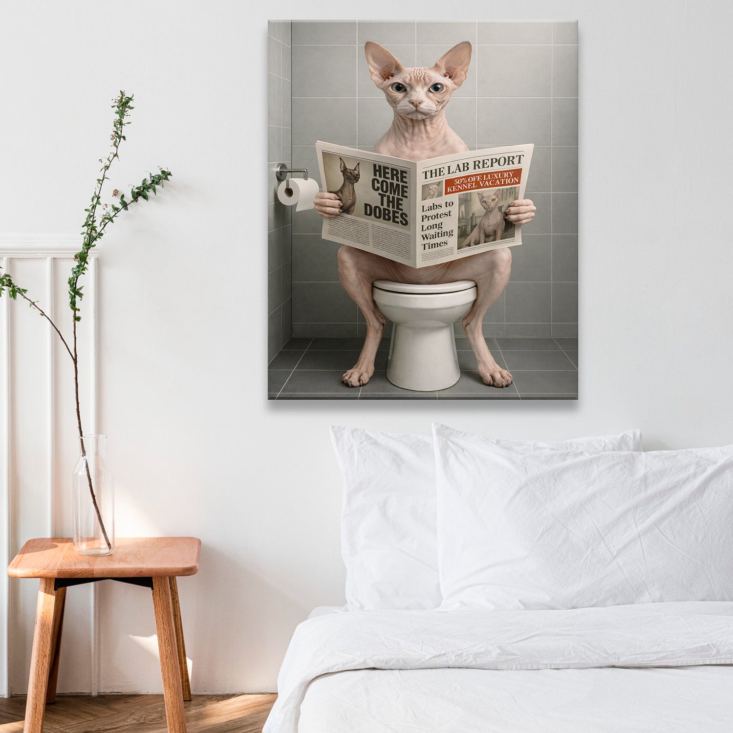 Custom Photo Cat Bathroom Canvas Style 03 Gift For Cat Lovers