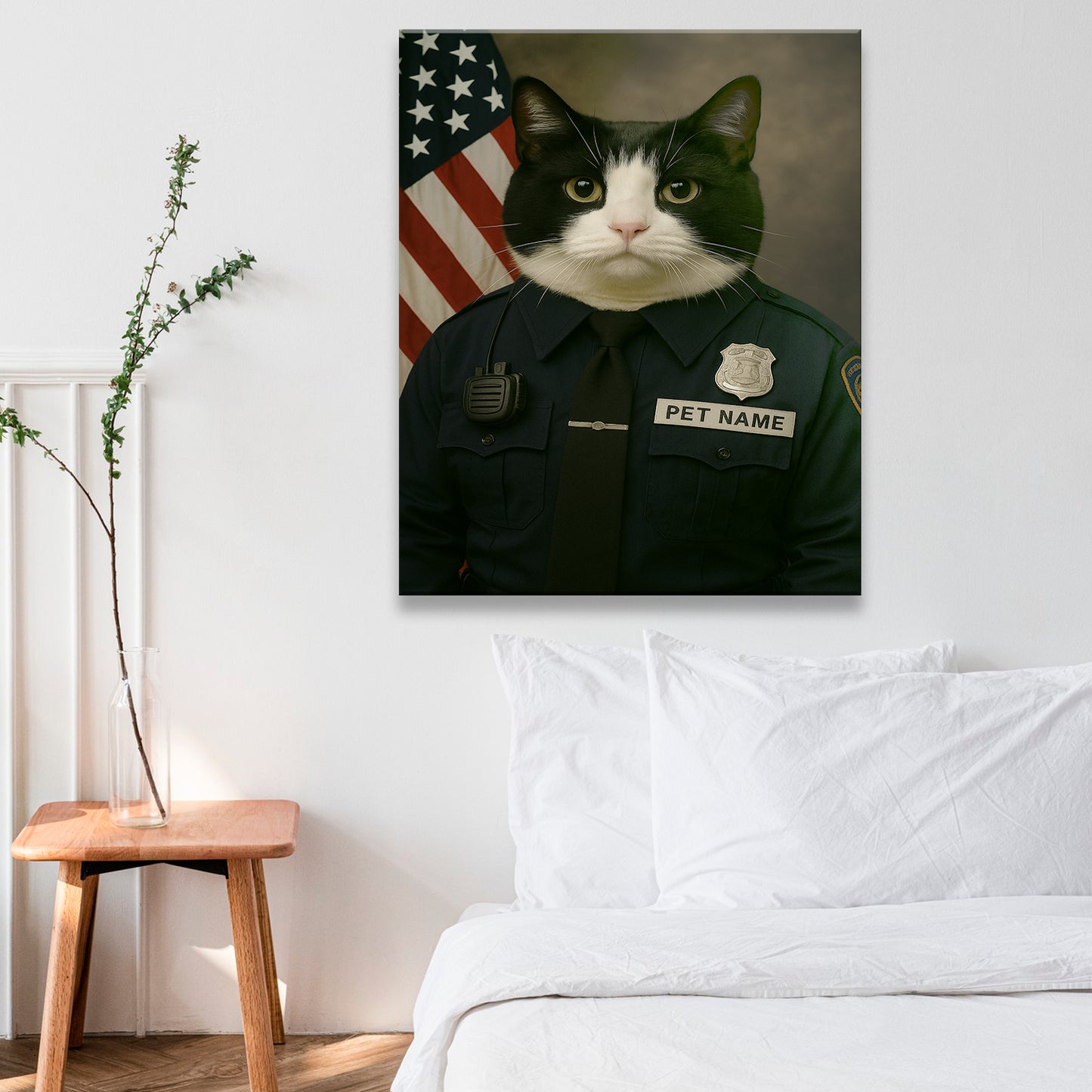 Custom Cat Photo Policeman Canvas _ Gift For Cat Lovers