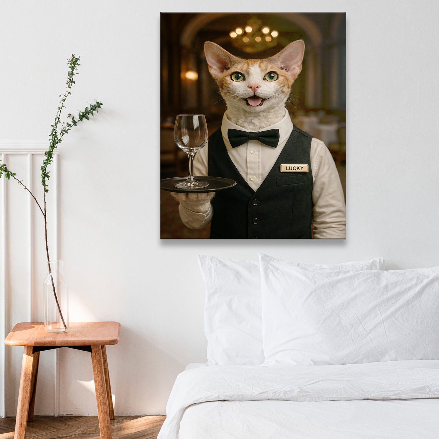 Custom Photo Canvas Waiter Restaurant Canvas Gift For Canvas Lovers