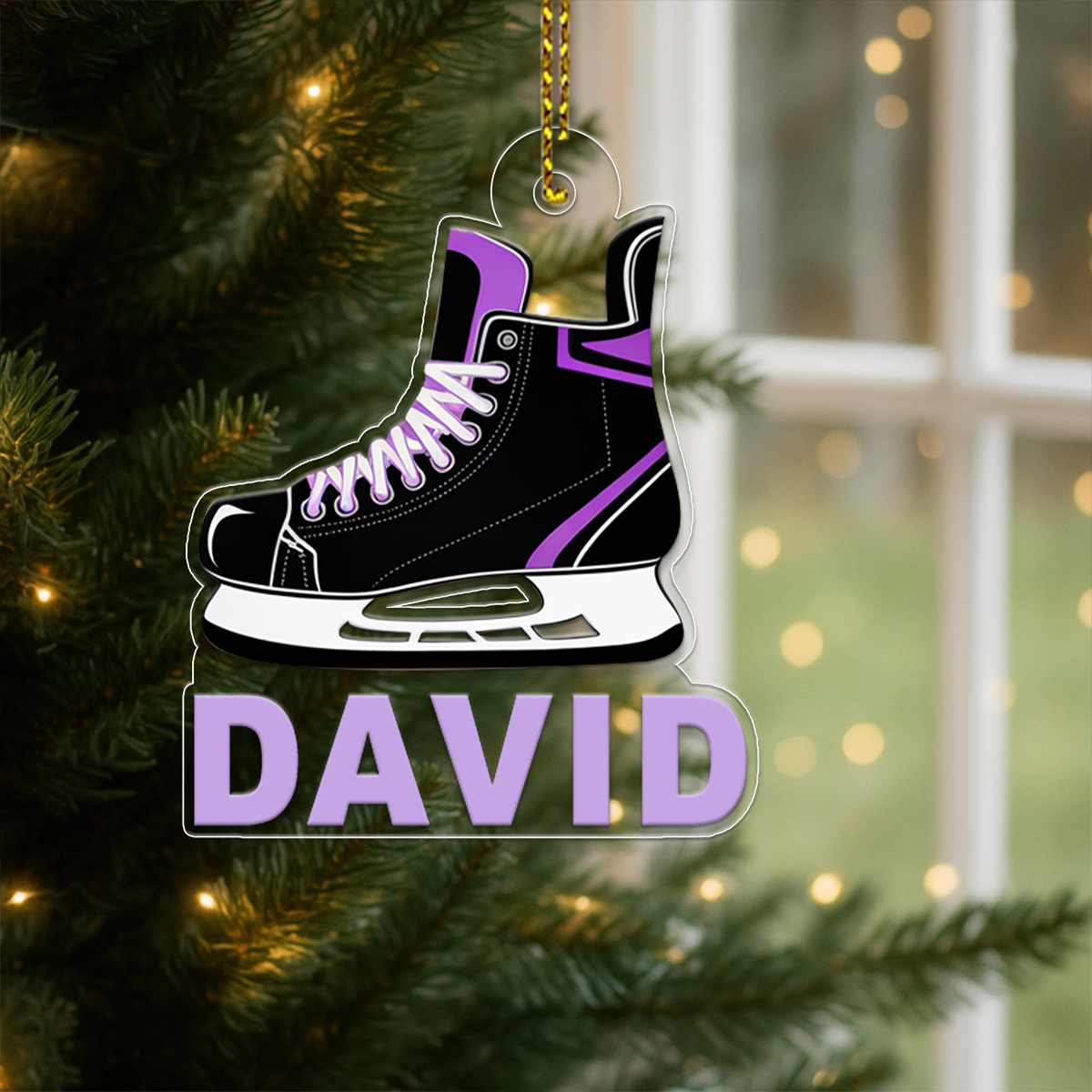 Custom Name Ice Hockey Skates Christmas Ornament Acrylic Ornament Christmas Gift