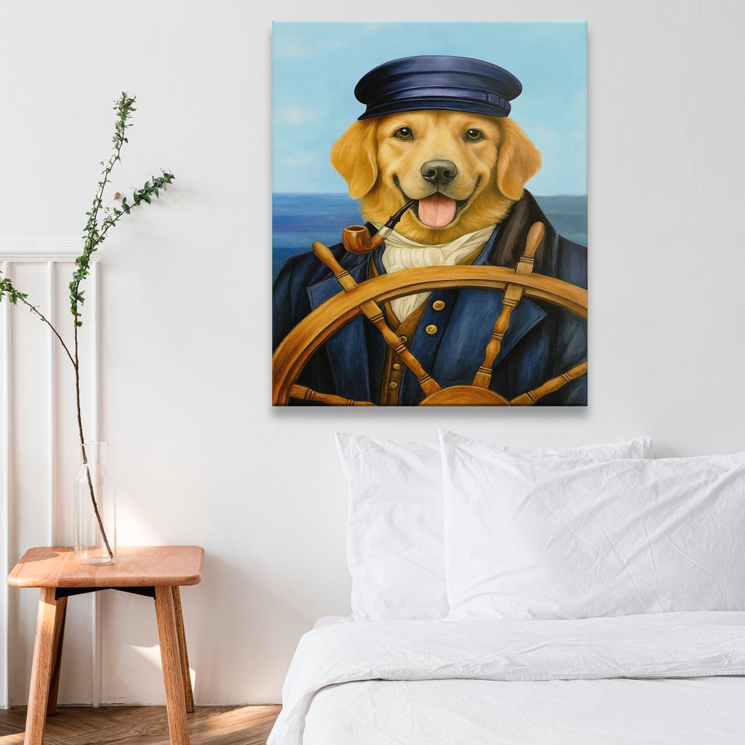 Custom Photo Sailor Dog Canvas Gift For Dog Lovers