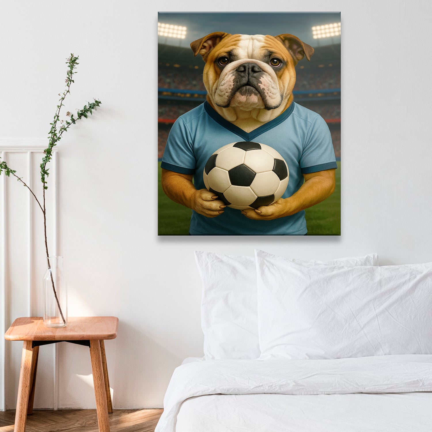 Custom Photo Soccer Dog Canvas Gift For Dog Lovers