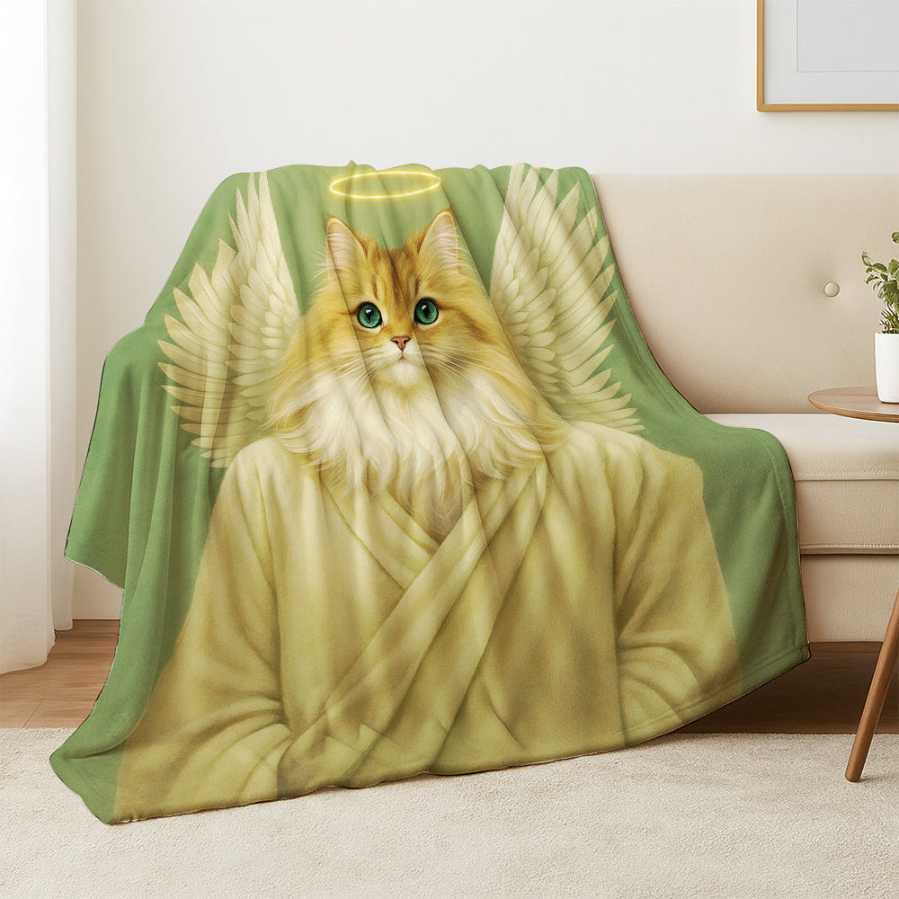 Custom Photo Angel Cat  Blanket Memorial Gift For Cat Lover