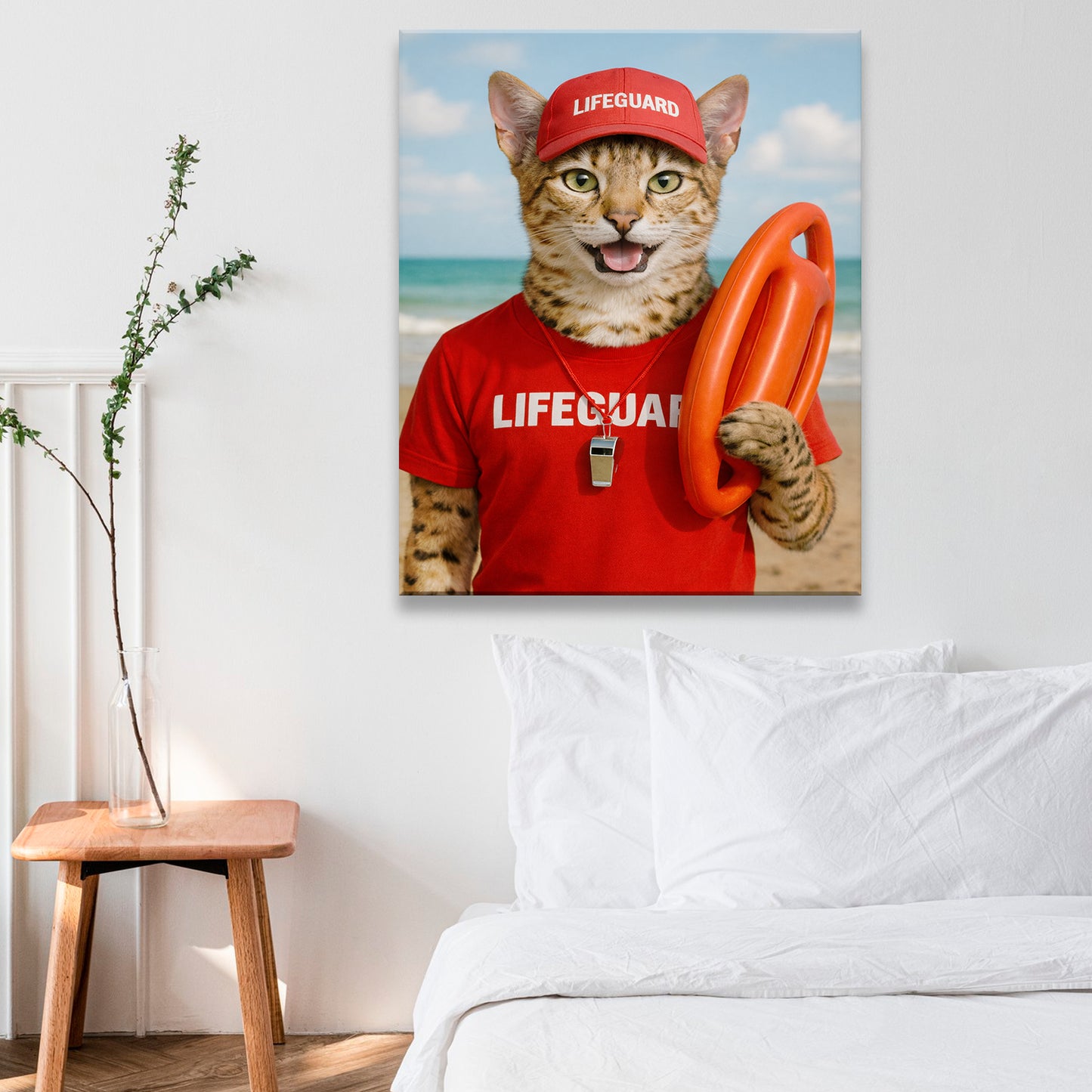Custom Photo Lifeguard Cat Canvas Gift For Cat Lovers