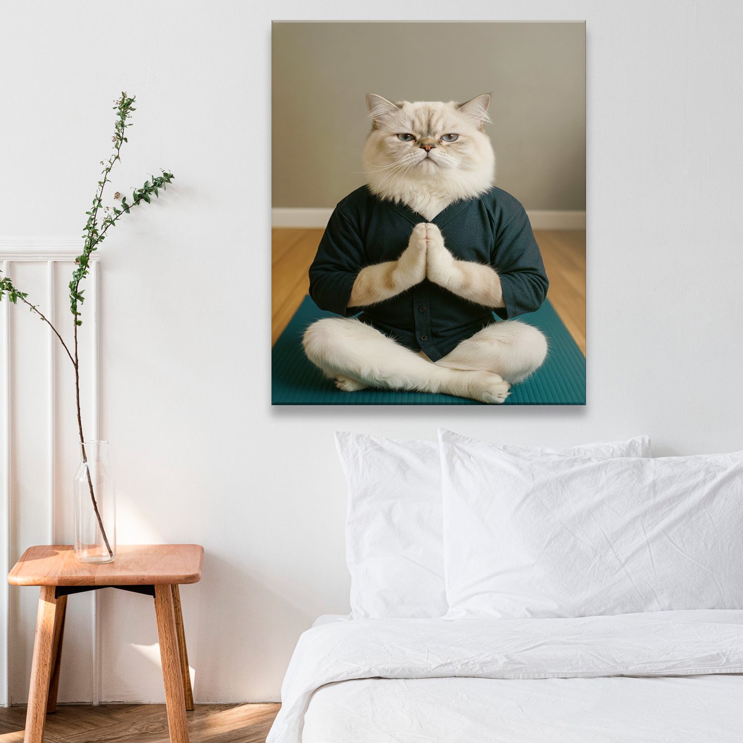 Custom Photo Yoga Cat Canvas Gift For Cat Lovers