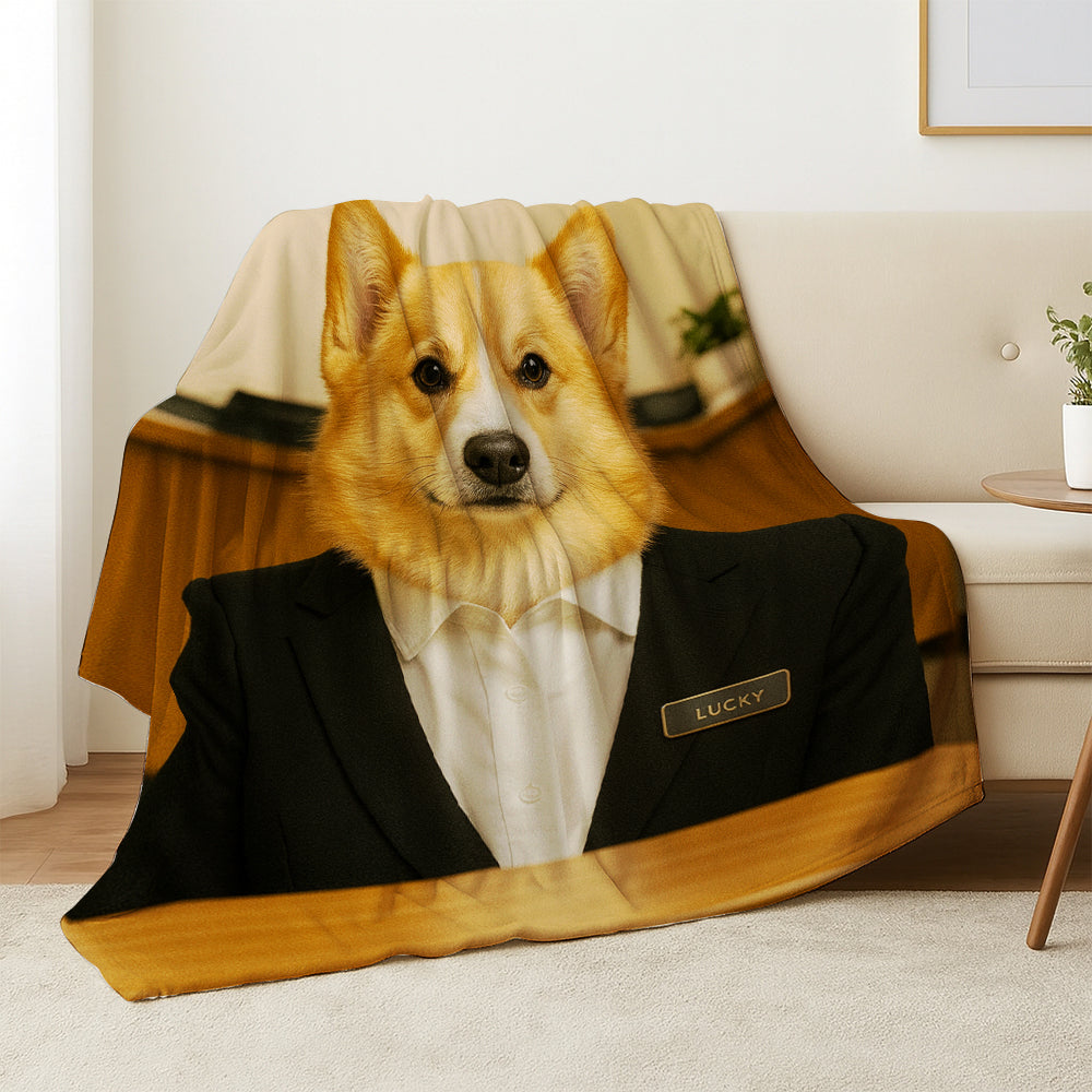 Custom Photo Receptionist Dog BlanketGift For Dog Lovers
