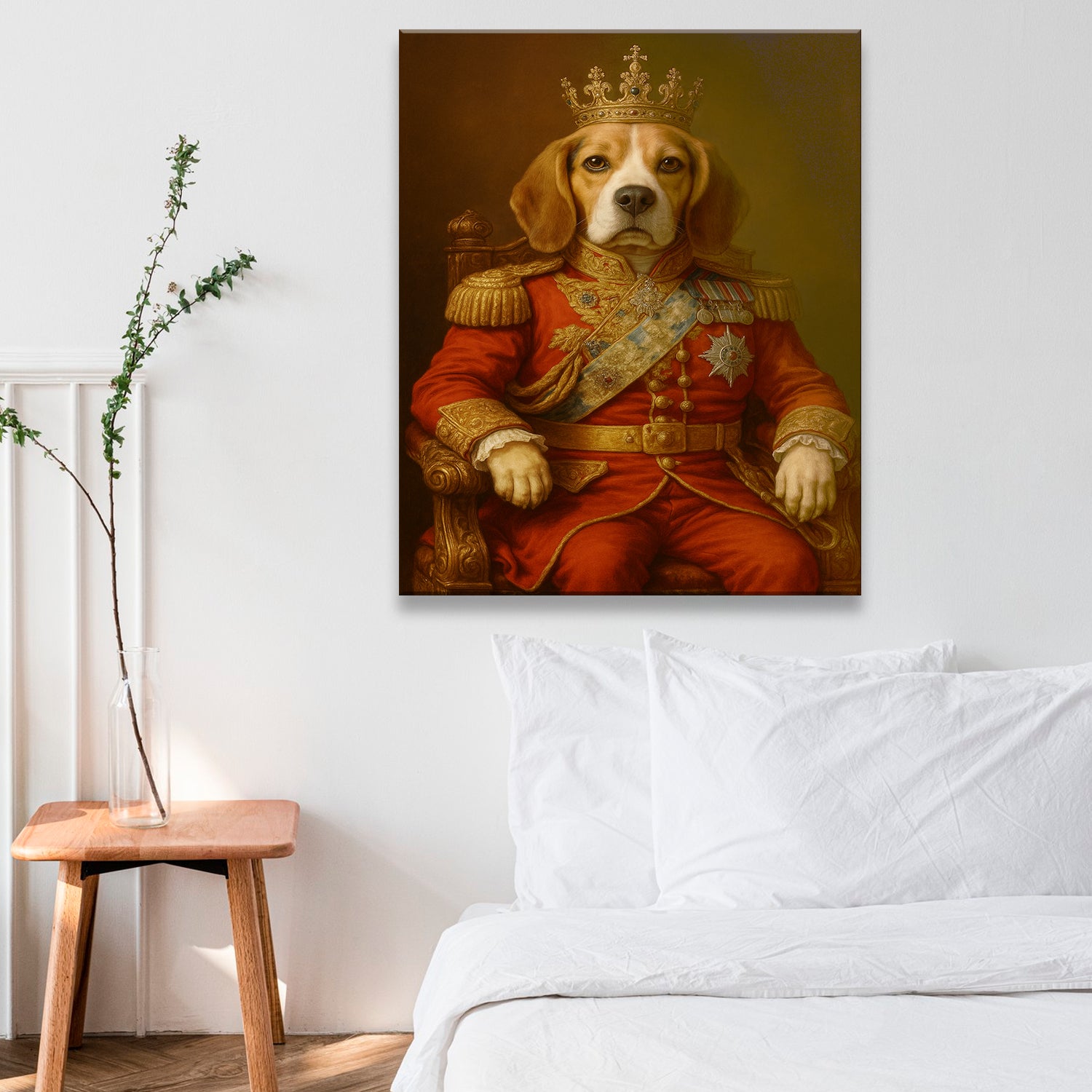 Custom Photo King Dog With Crown Royal Canvas Gift For Dog Lovers