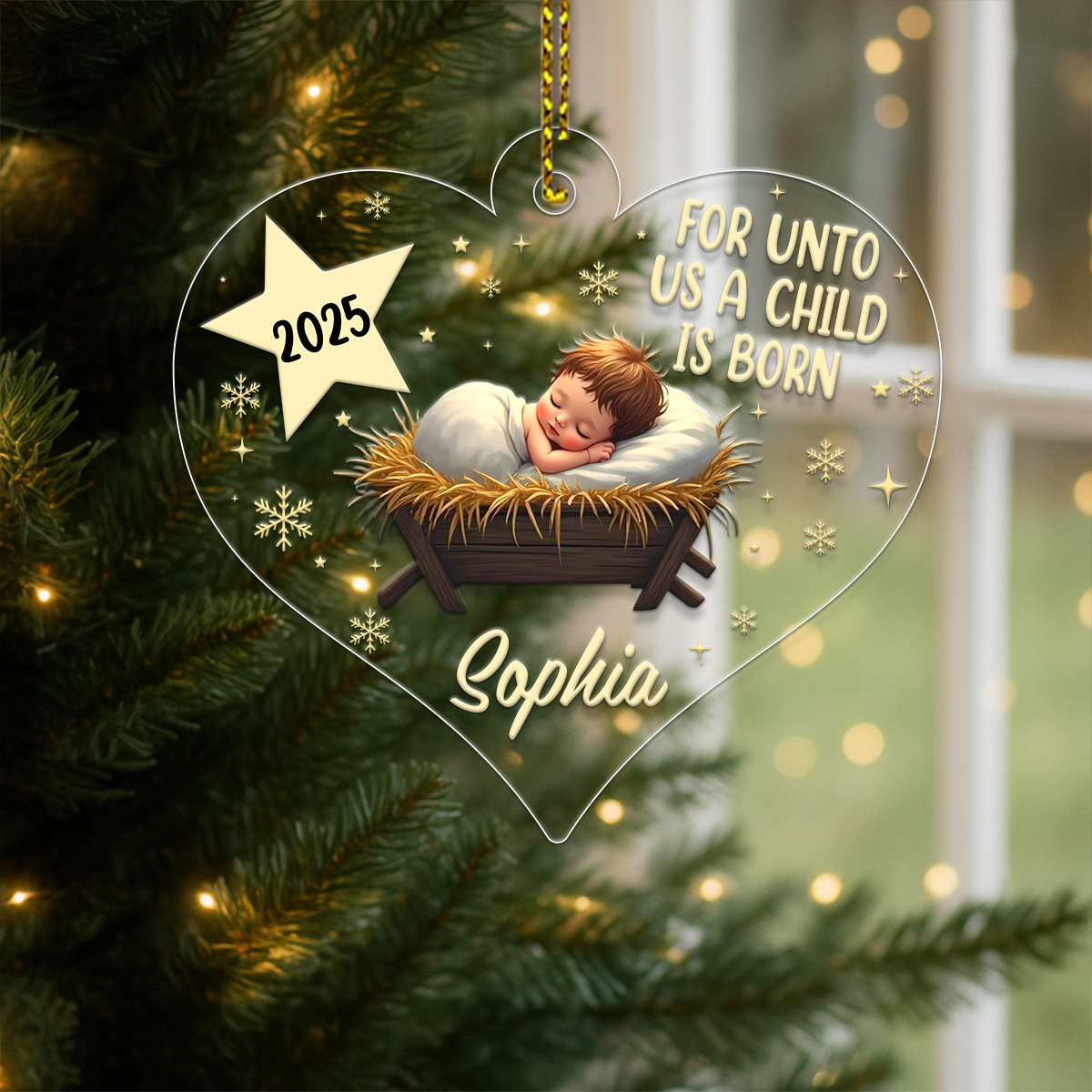 Custom Name Baby Jesus Christmas Acrylic Ornament Christmas Gift
