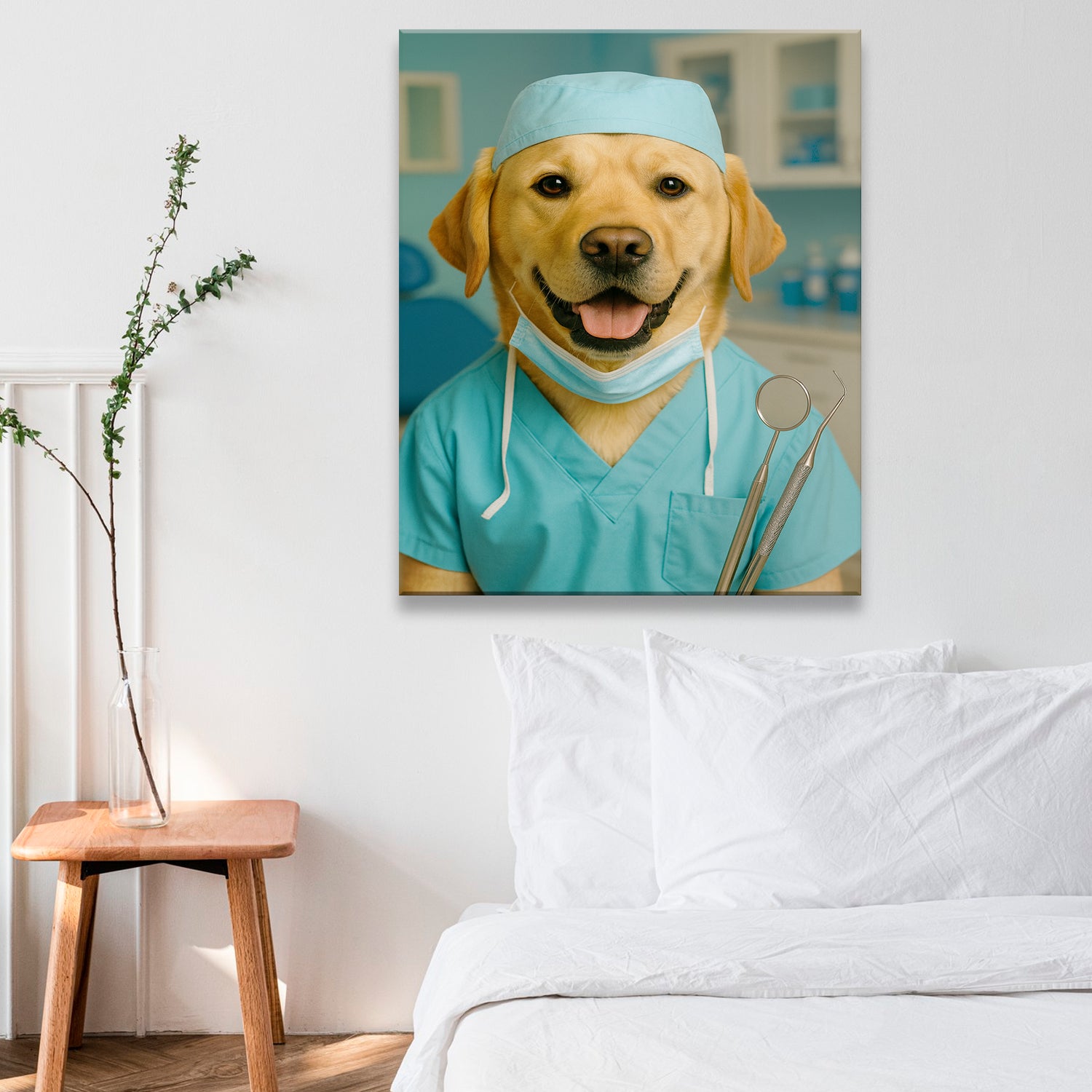 Custom Photo Dentist Dog Canvas Gift For Dog Lover