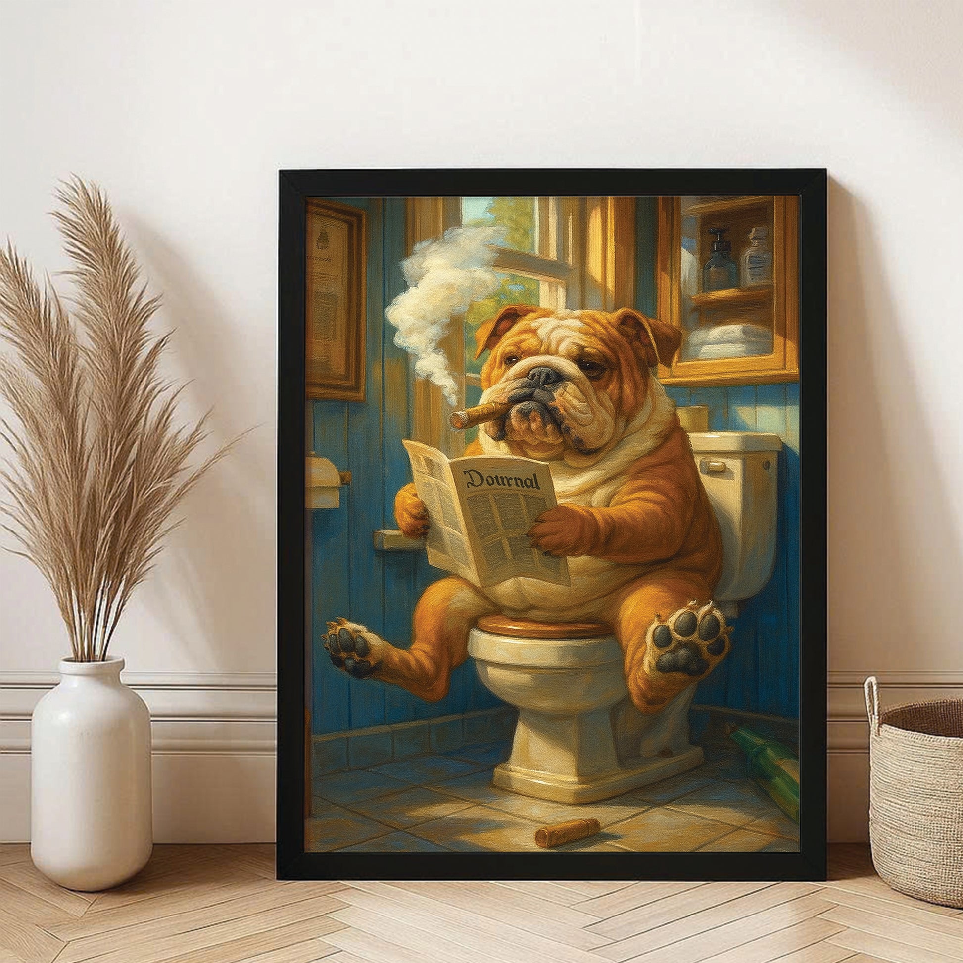 Custom Photo Dog Bathroom Style 12 Canvas Framed Wall Art Gift For Dog Lovers