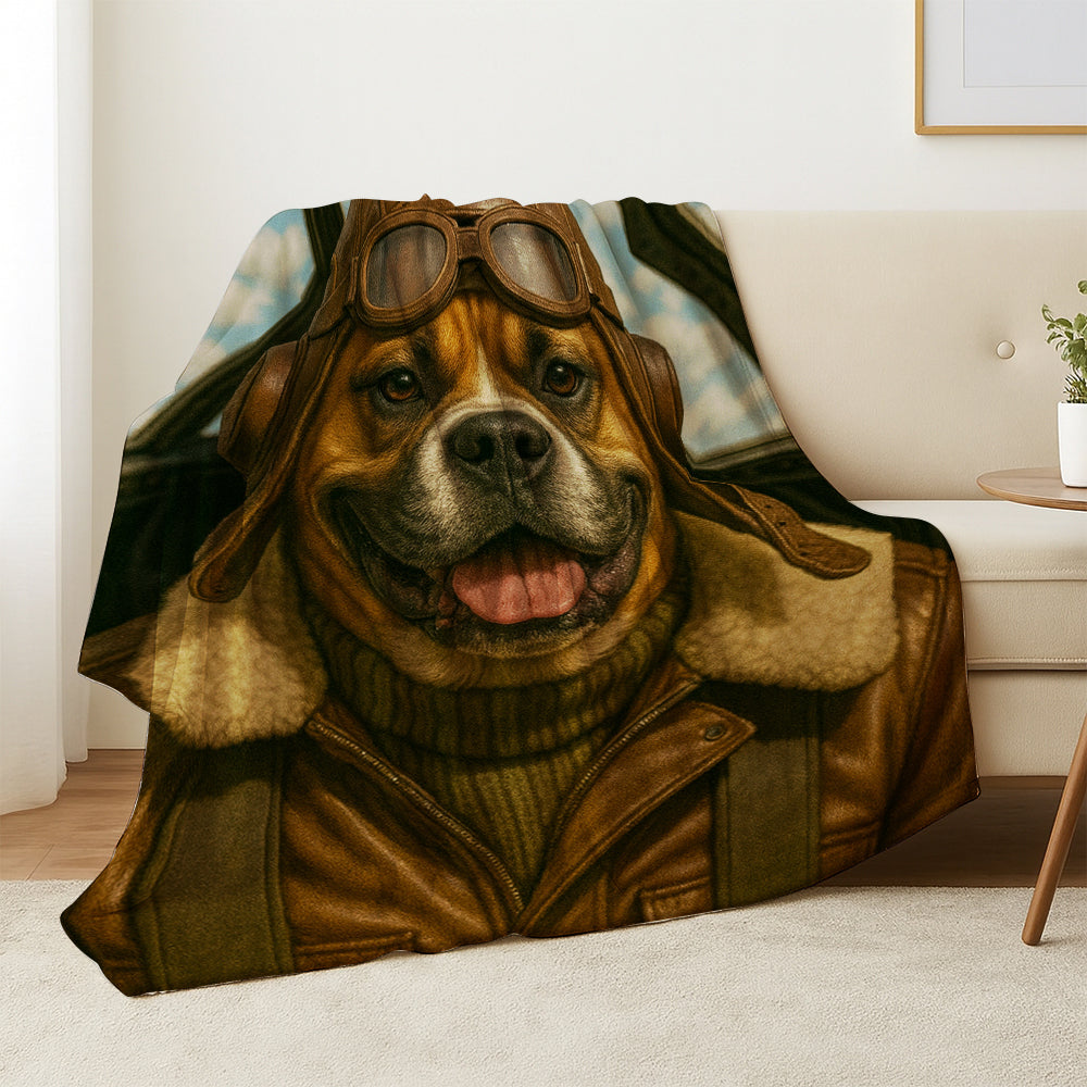 Custom Photo Pilot Dog BlanketGift For Dog Lover