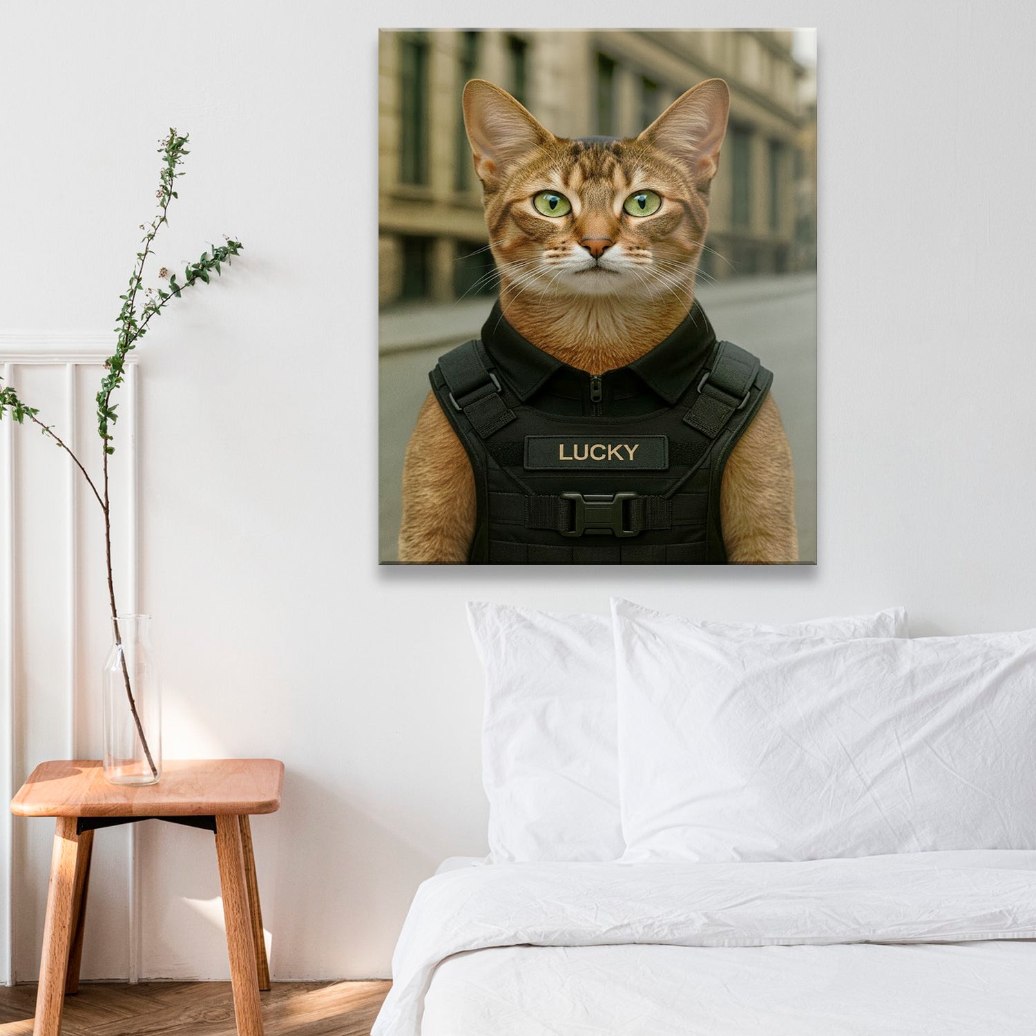 Custom Photo Tactical Cat Canvas Gift For Cat Lovers