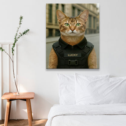 Custom Photo Tactical Cat Canvas Gift For Cat Lovers
