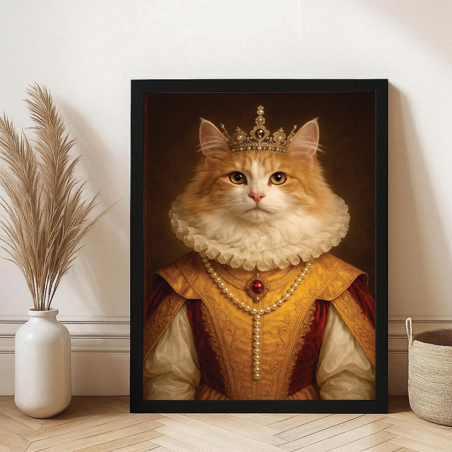 Custom Photo Cat Queen Royal Canvas Framed Wall Art Gift For Cat Lovers
