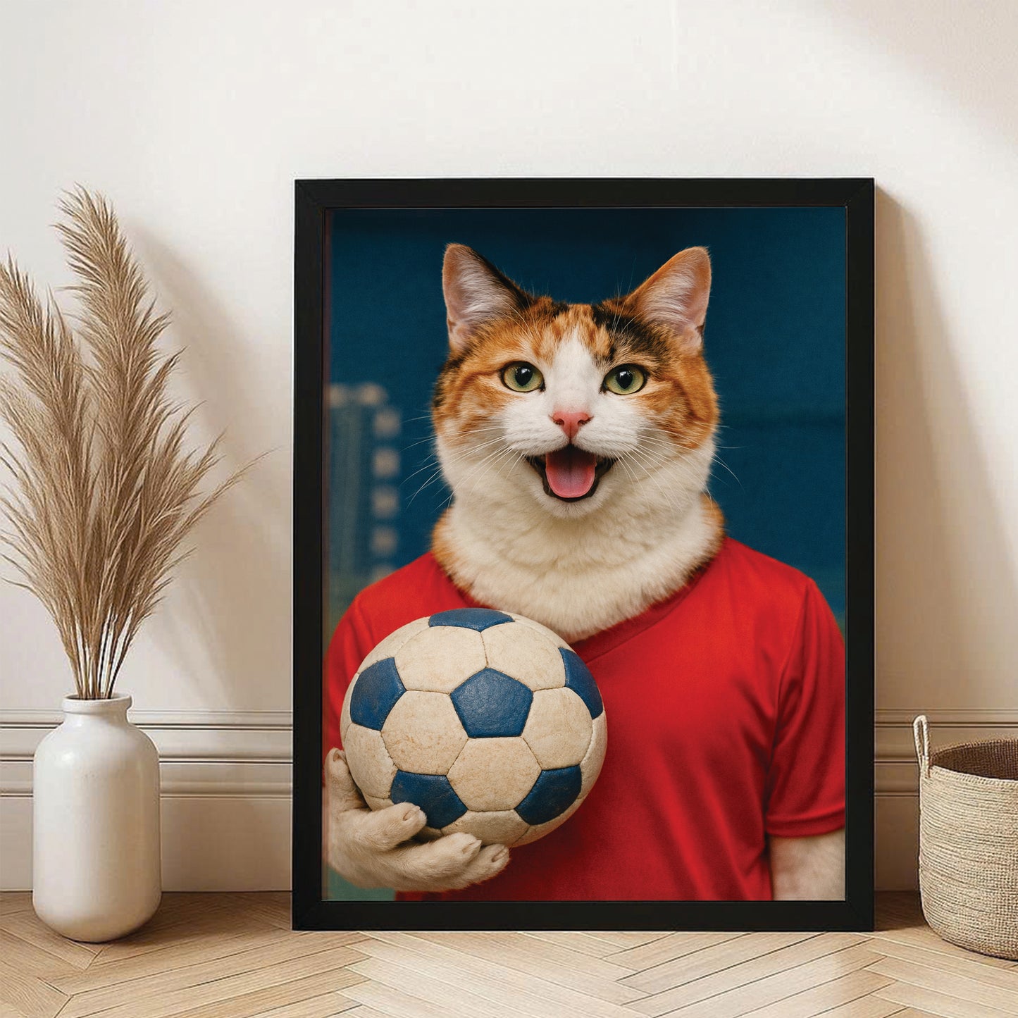 Custom Photo Handball Cat Canvas Framed Wall Art 