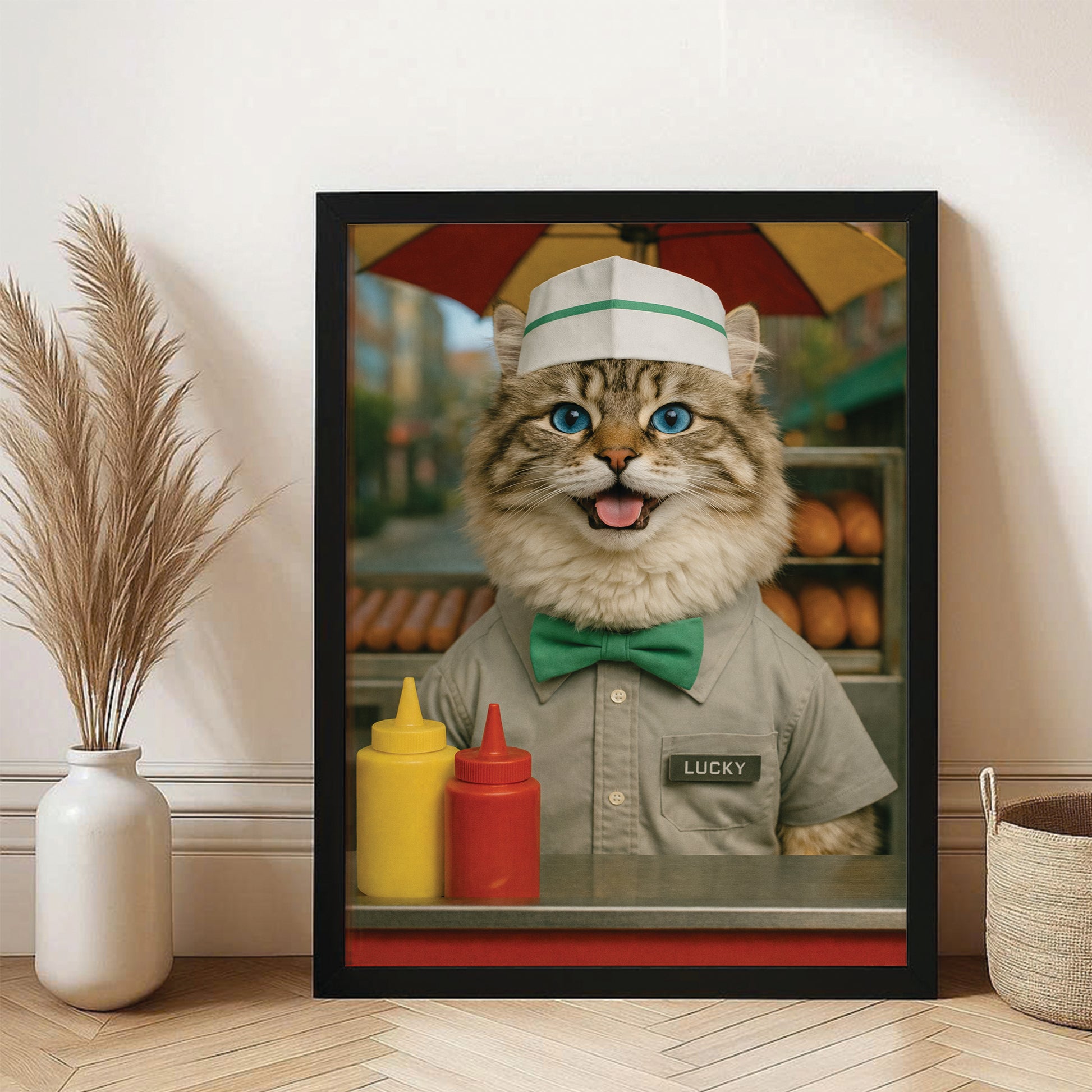 Custom Photo Hot Cat Canvas Framed Wall Art  Gift For Cat Lovers