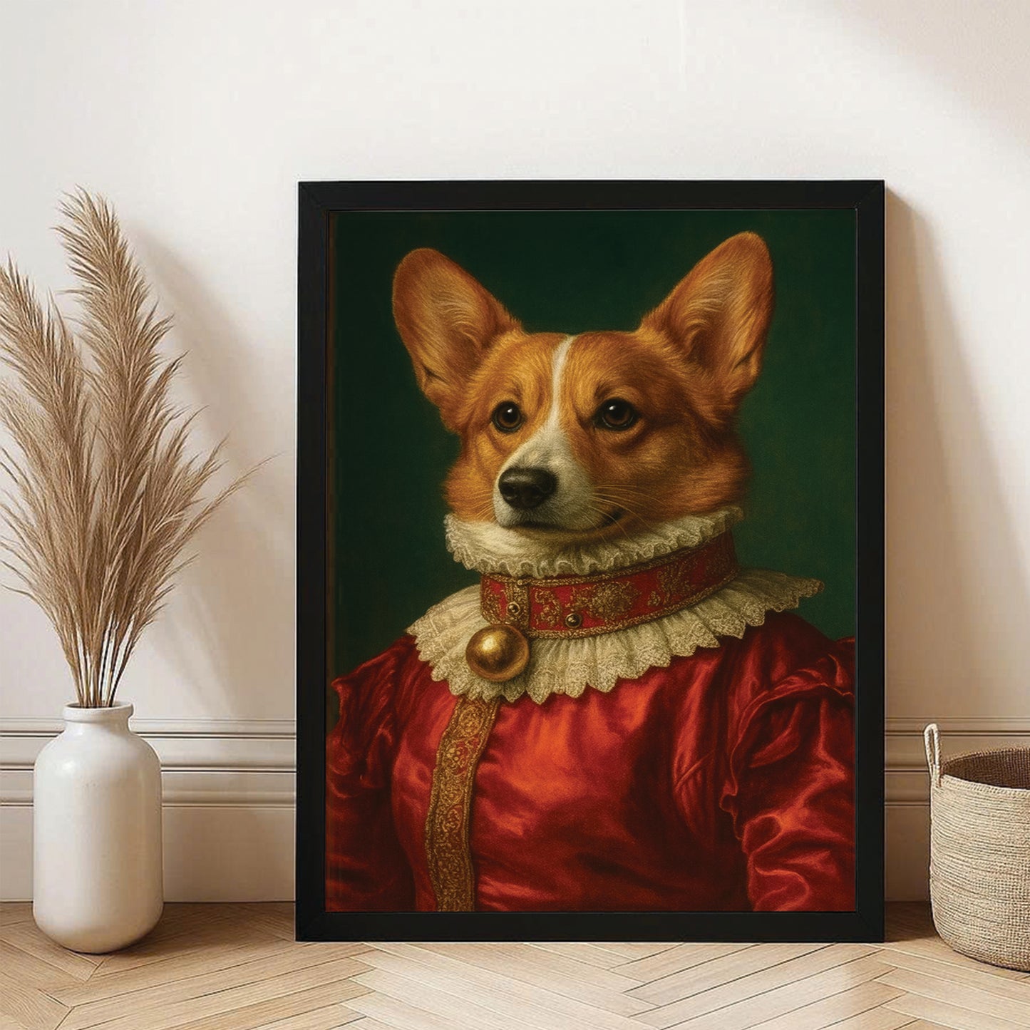 Custom Photo Dog Potrait Royal Canvas Framed Wall Art Gift For Dog Lovers