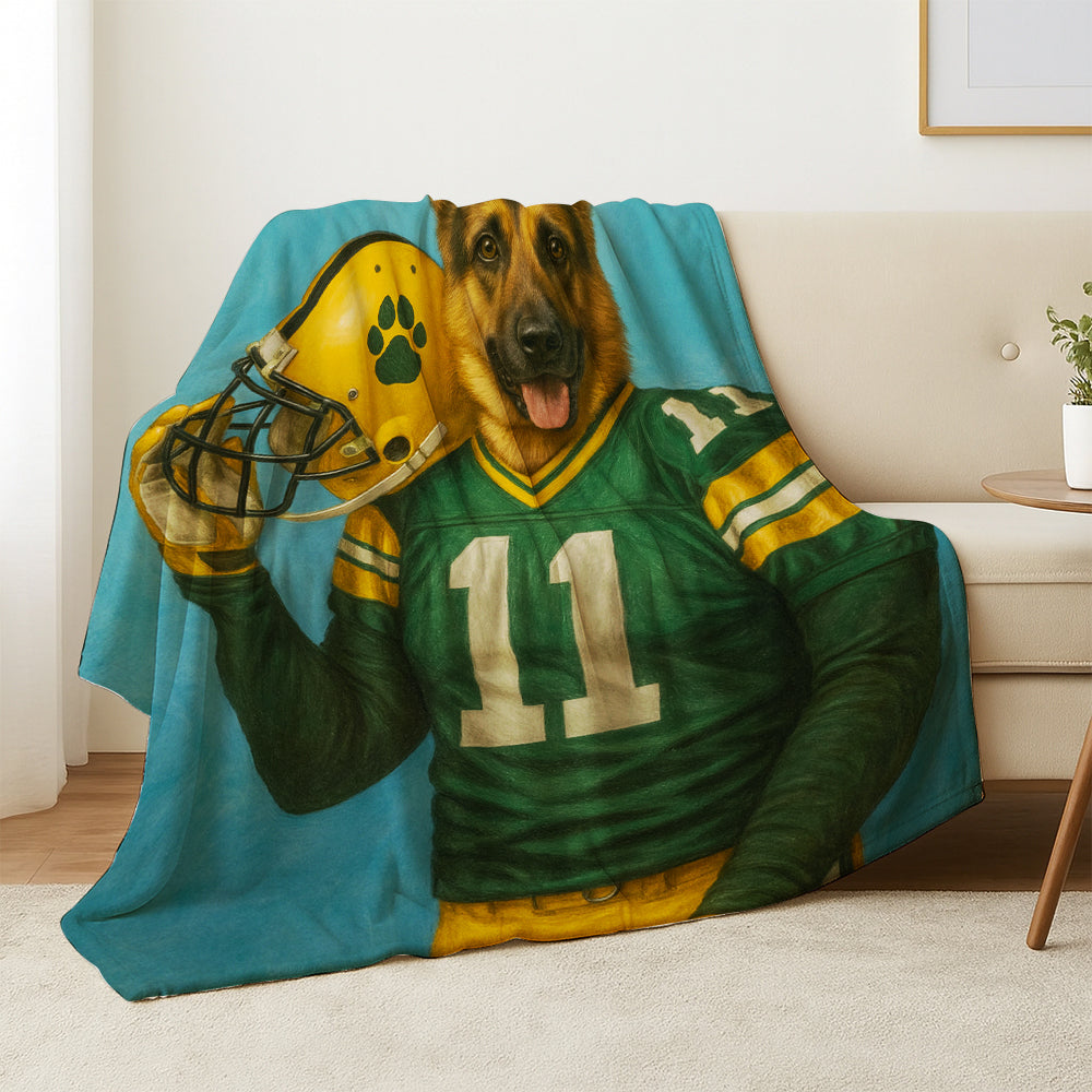 Custom Dog Photo Football Player Canvas