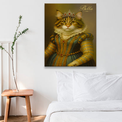 Custom Photo Sapphire Queen Cat Canvas Gift For Cat Lovers