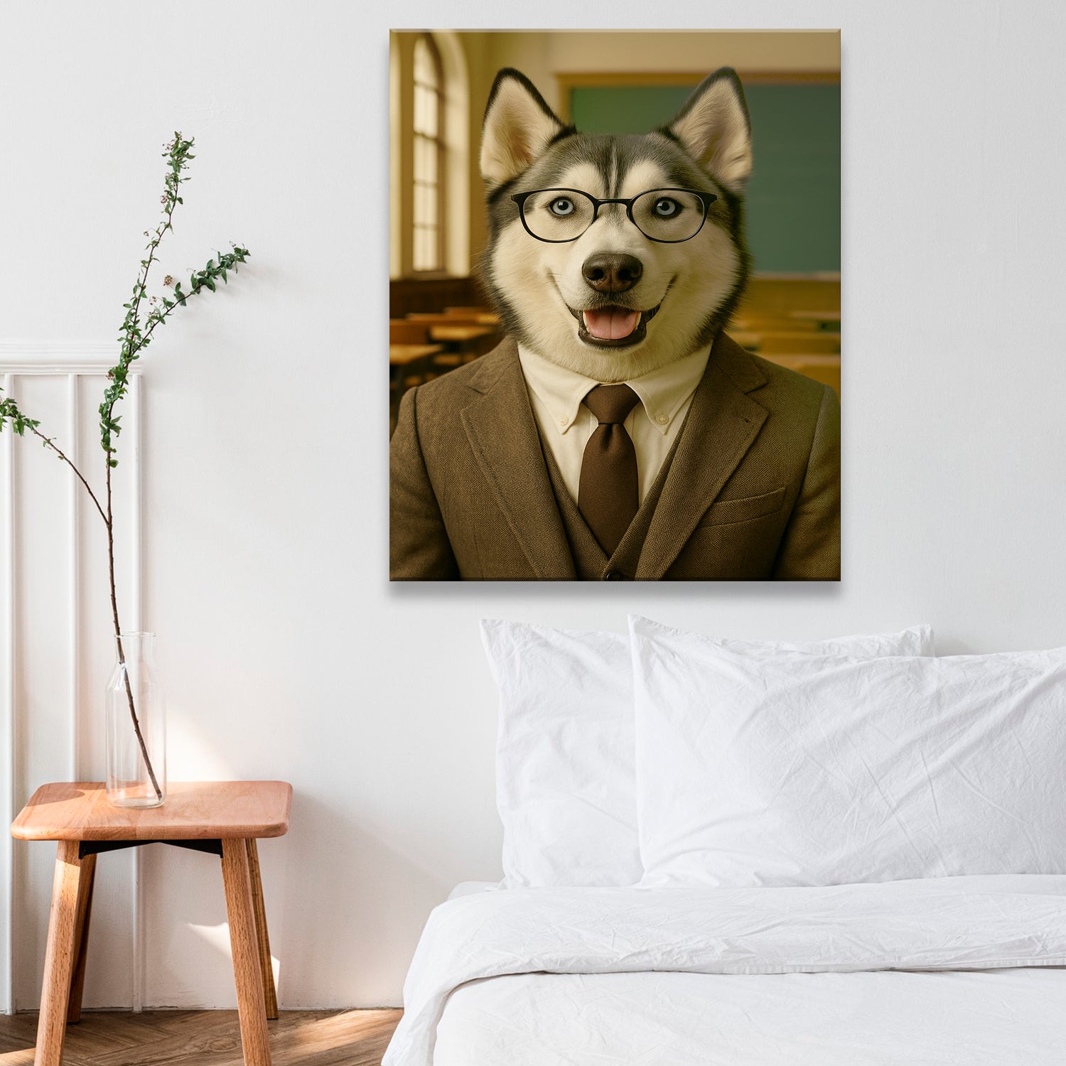 Custom Photo Teacher Dog Canvas Gift For Dog Lovers