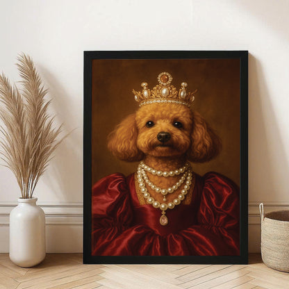 Custom Photo Queen Dog With Crown Canvas Framed Wall Art Gift For Dog Lovers