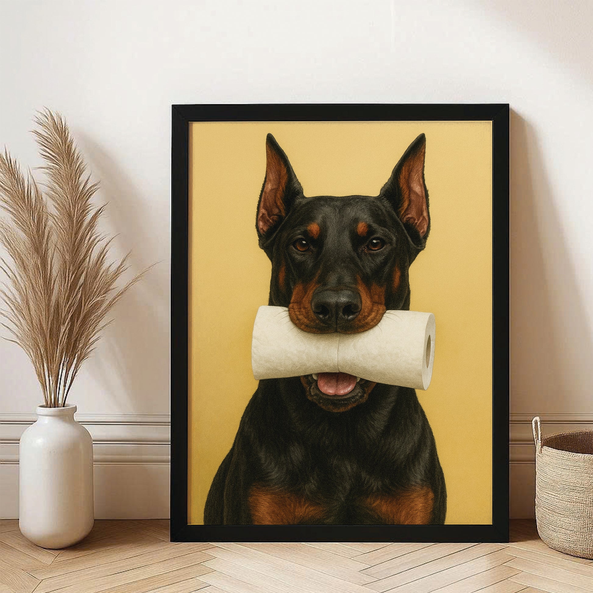 Custom Photo Dog Bathroom Style 23 Canvas Framed Wall Art Gift For Dog Lovers