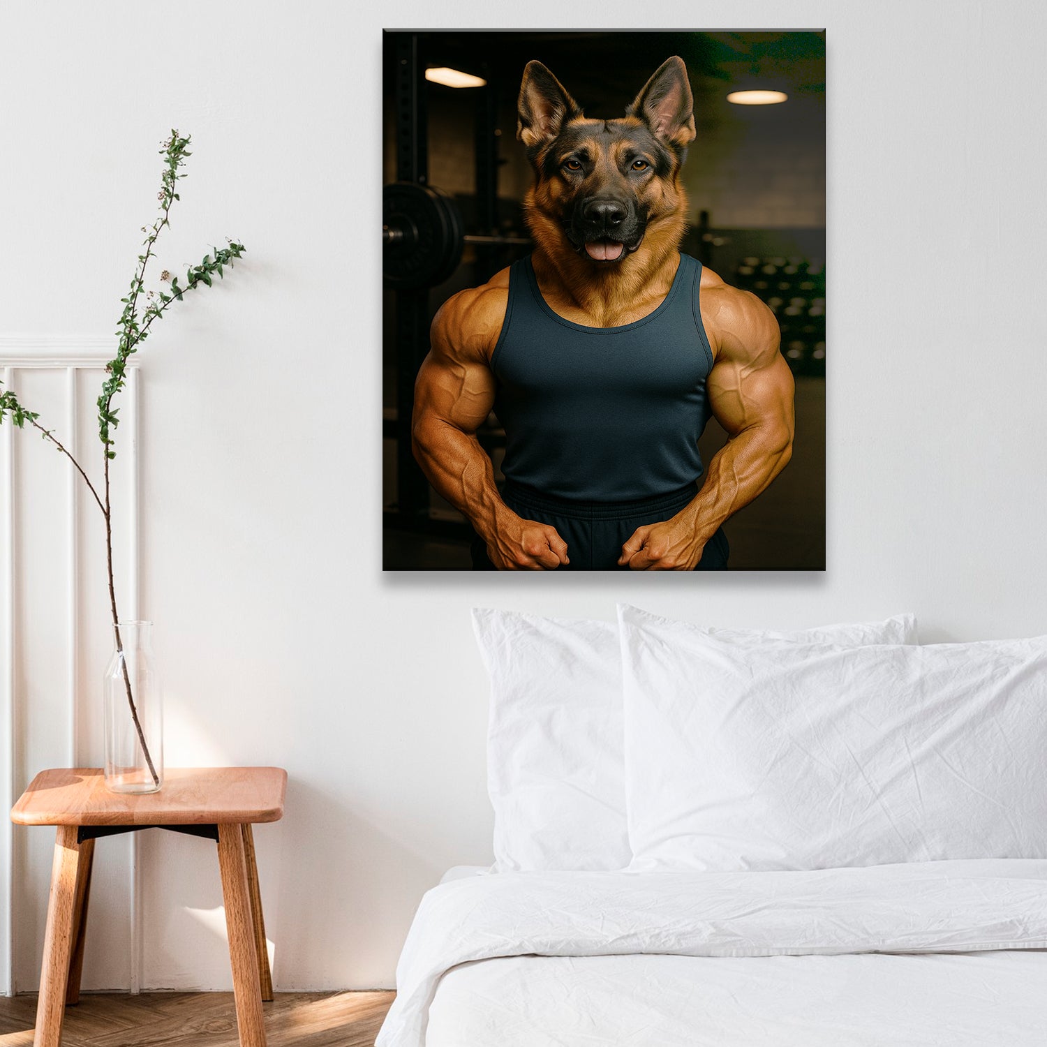 Custom Photo Body Builder Dog Canvas Gift For Dog Lovers