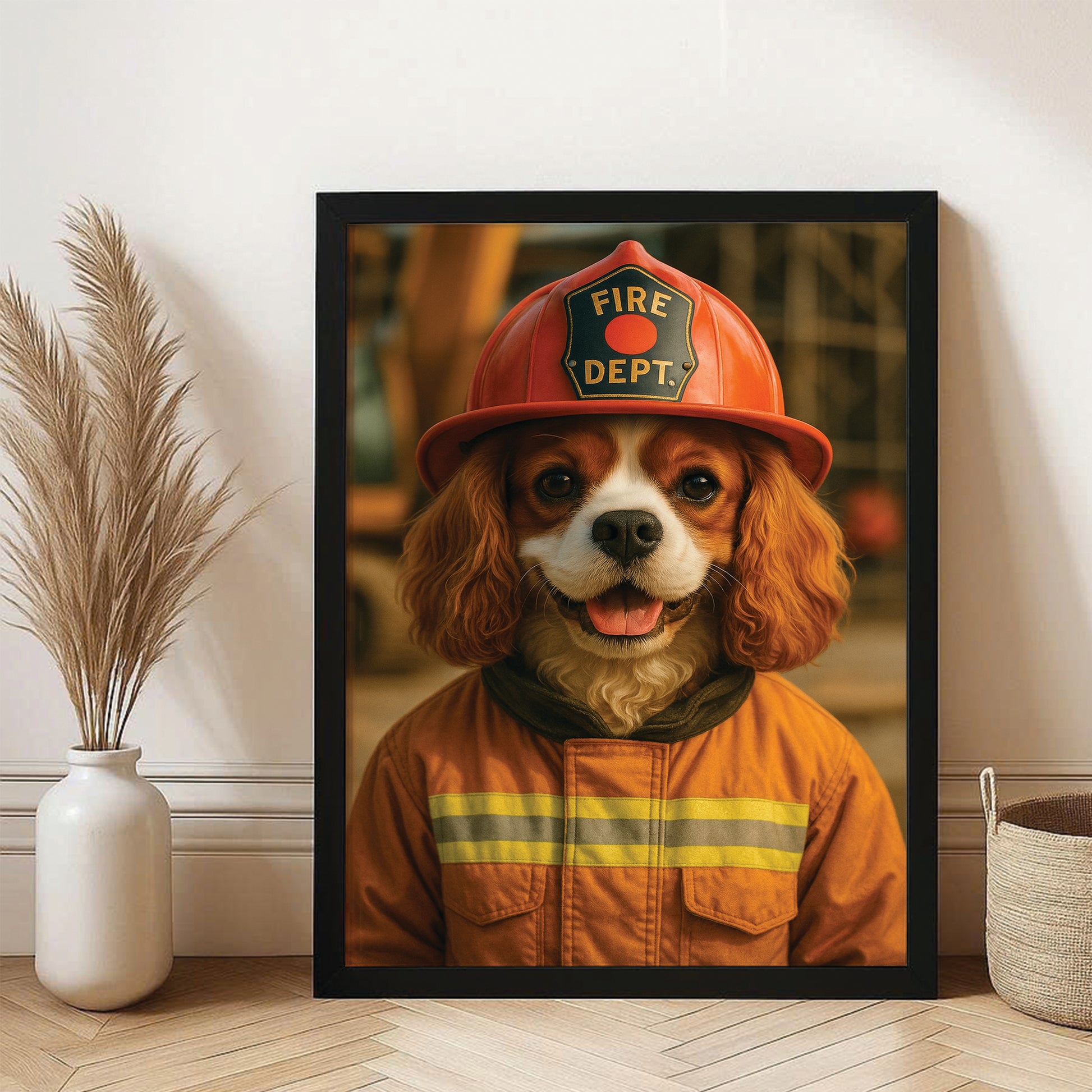 Custom Photo Construction Builder Canvas Framed Wall Art Gift For Dog Lovers