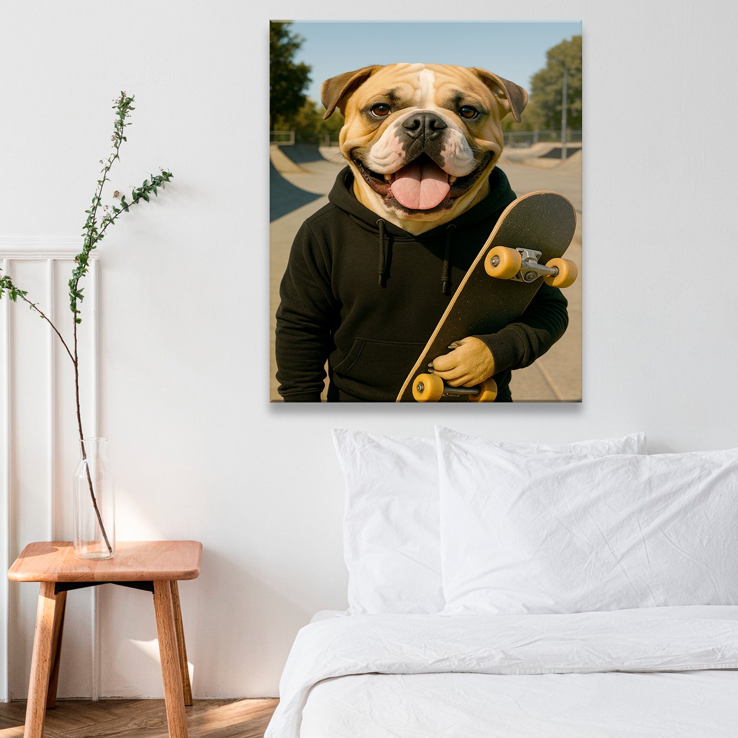 Custom Photo Skater Skateboard Canvas Gift For Dog Lovers
