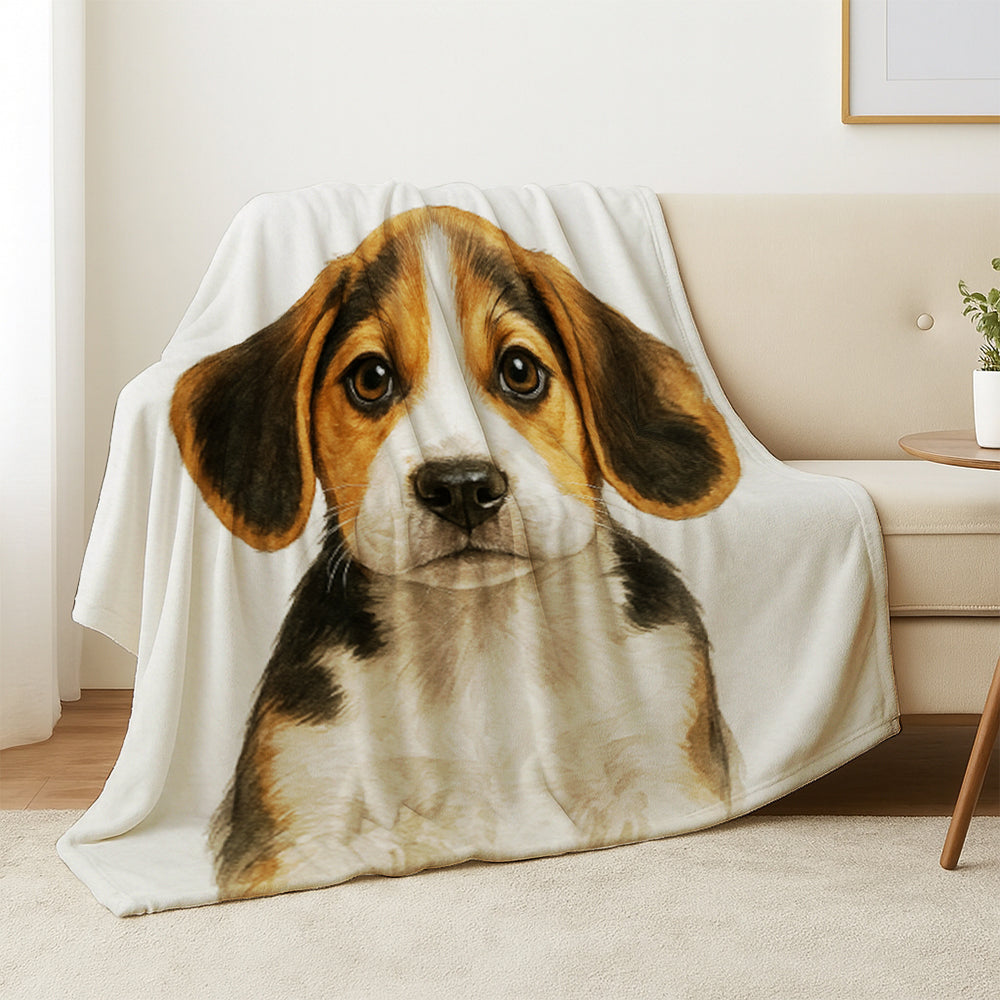 Custom Dog Portraint And With Name Blanket For Dog Lover