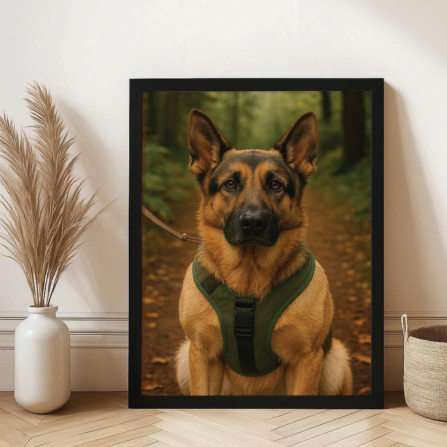 Custom Photo Hiking Dog Canvas Framed Wall Art Gift For Dog Lovers
