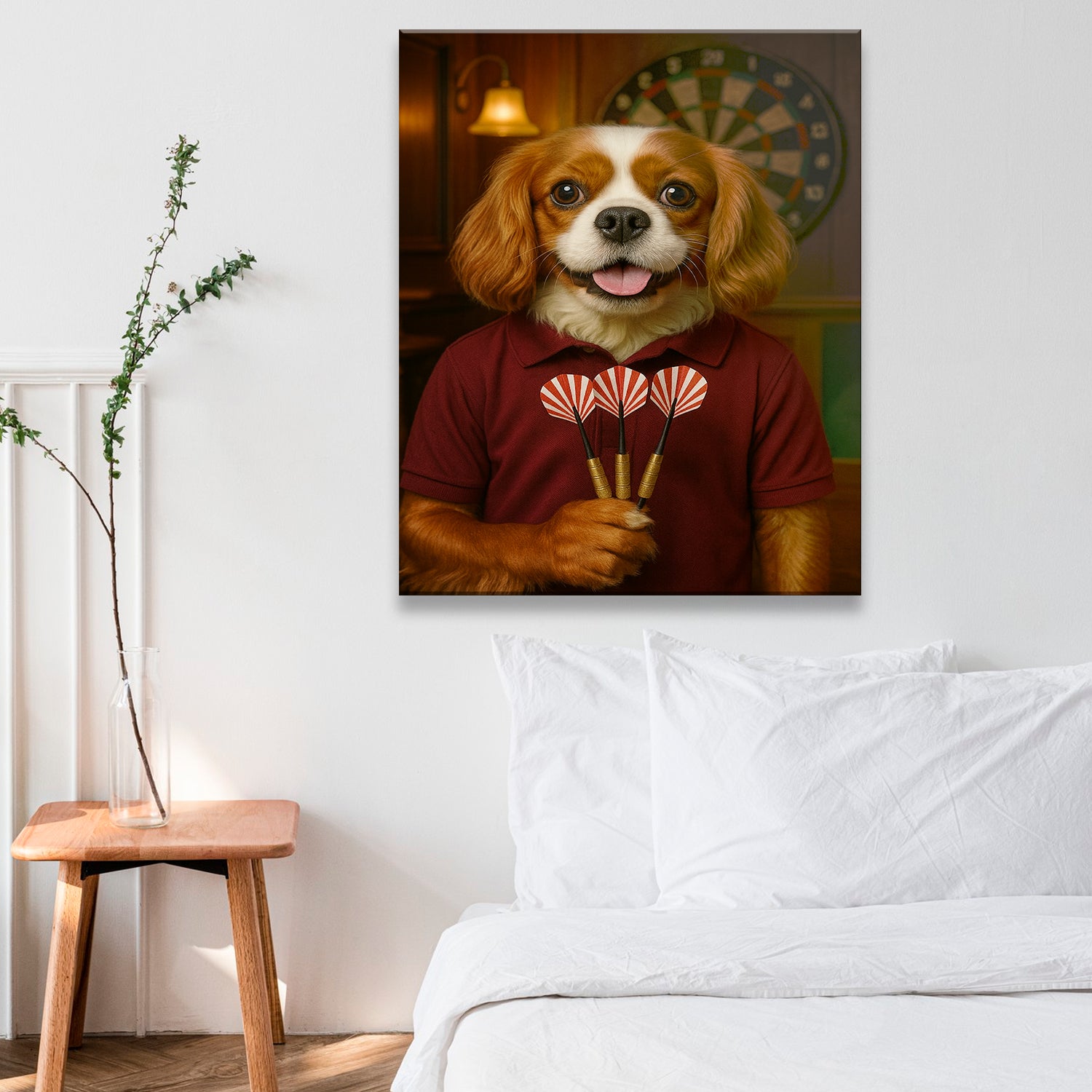 Custom Photo Dart Player Dog Canvas Gift For Dog Lovers